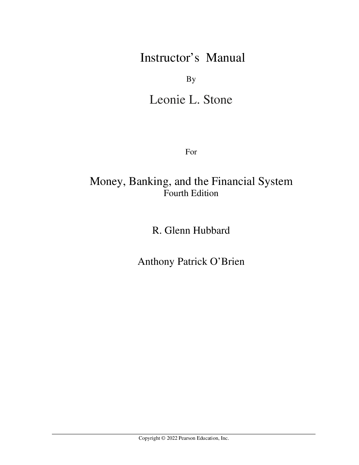 Recommended document preview for Money, Banking, and the Financial System 4th Edition By Glenn Hubbard, Anthony Patrick O'Brien Solutions Manual