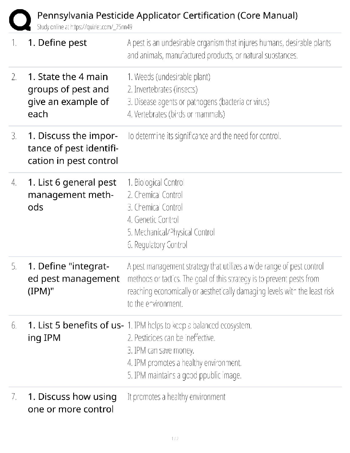 Preview of Pennsylvania Pesticide Applicator Core / Score 100% / New Version / 2025 Update