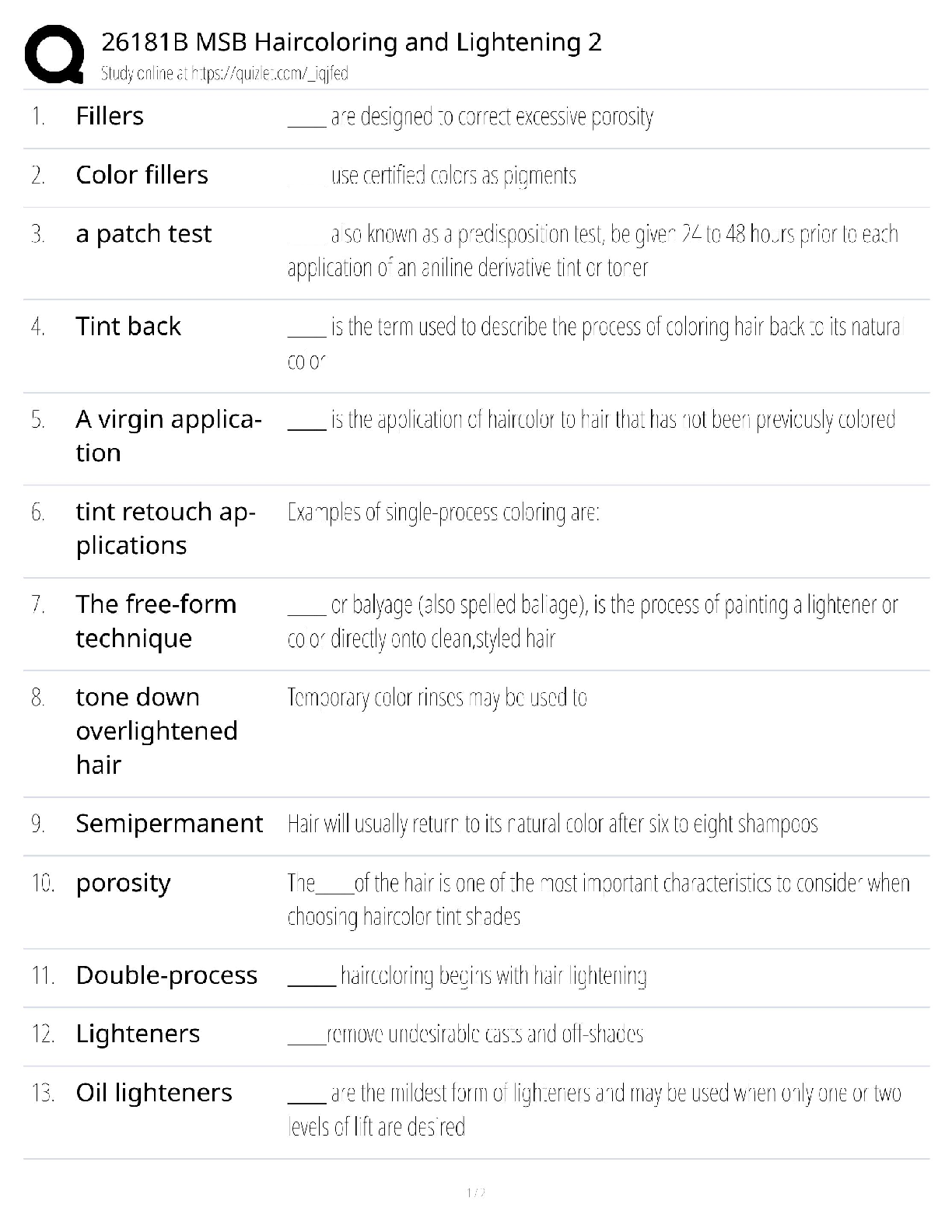Recommended document preview for 26181B MSB Haircoloring Lightening 2 / Score 100% / New Version / 2025 Update