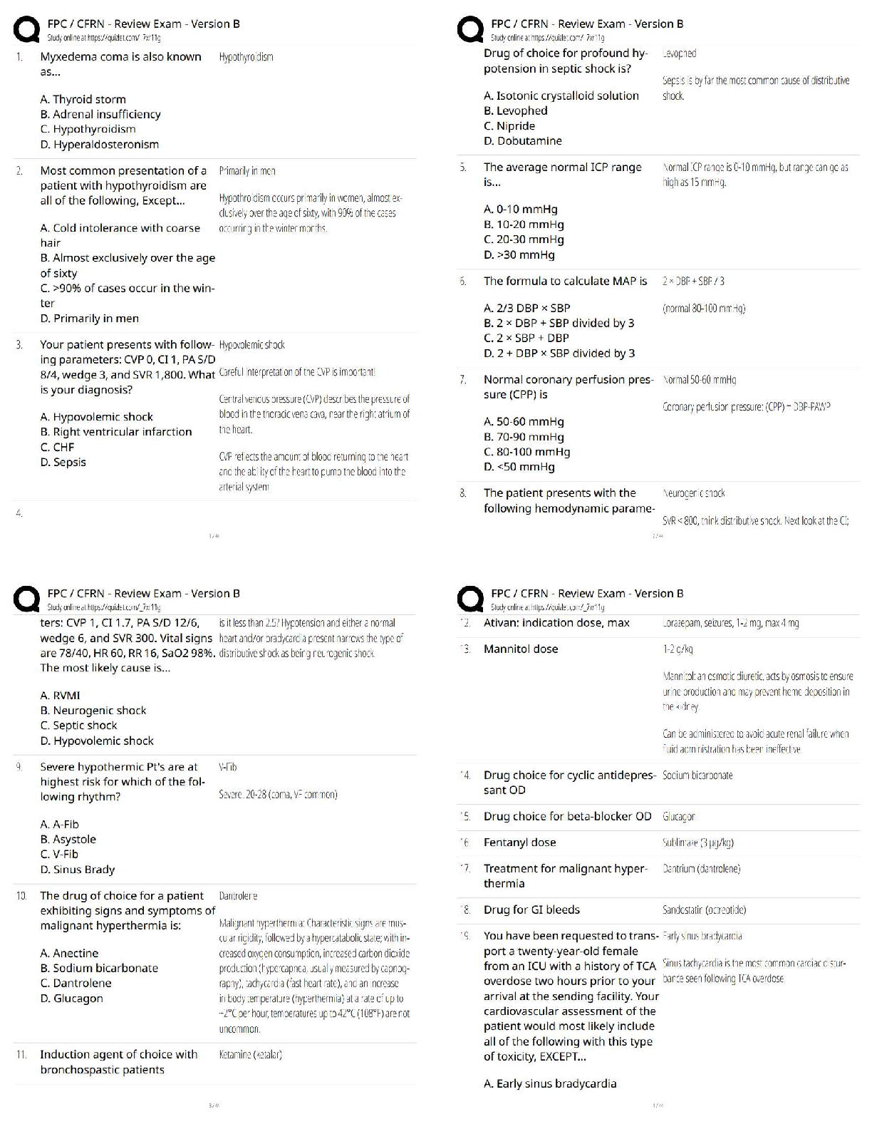 Recommended document preview for FPC CFRN Review Exam Version B / Score 100% / New Version 2026 Update