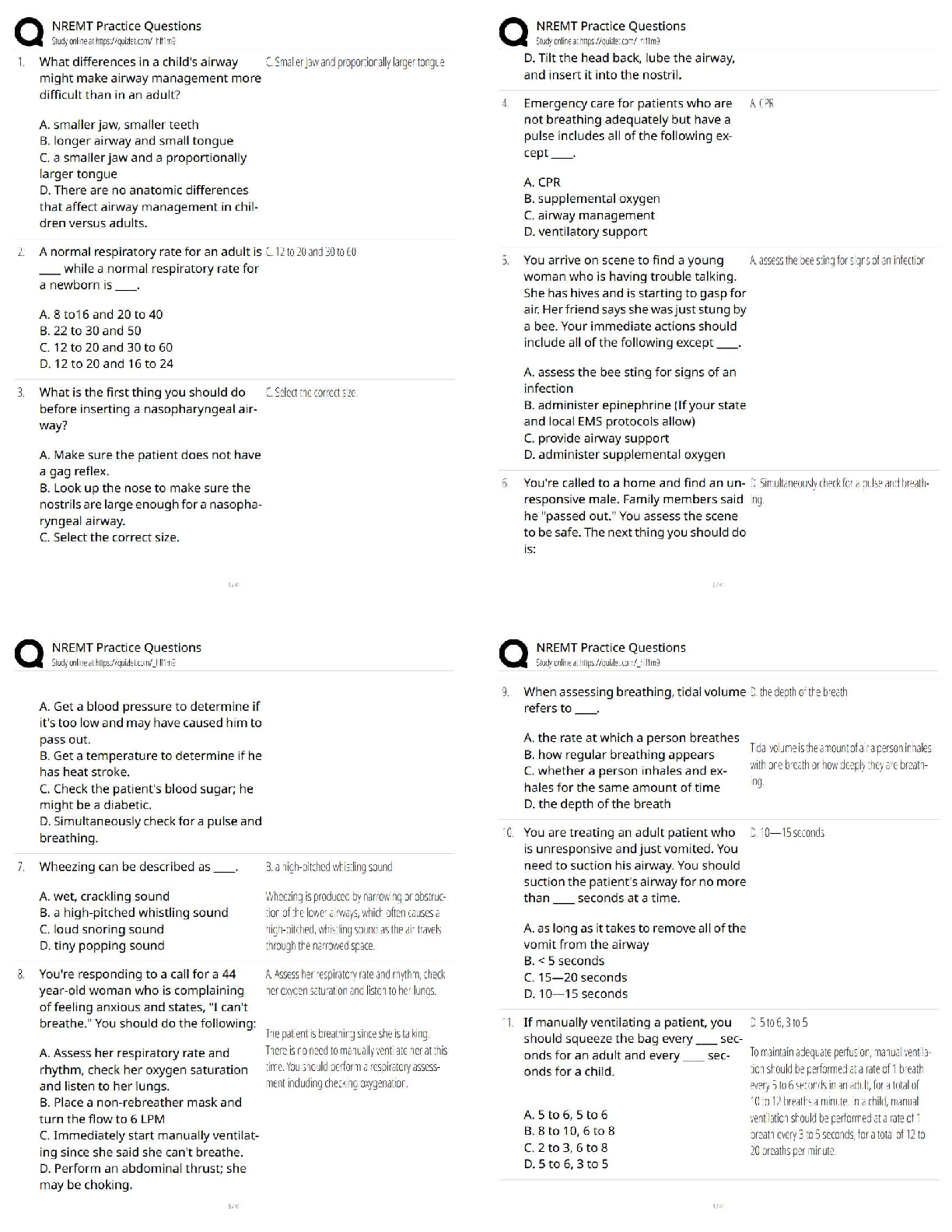 Preview of NREMT Practice Questions / EMT Cognitive Exam Prep / Score 100% Updated 2026