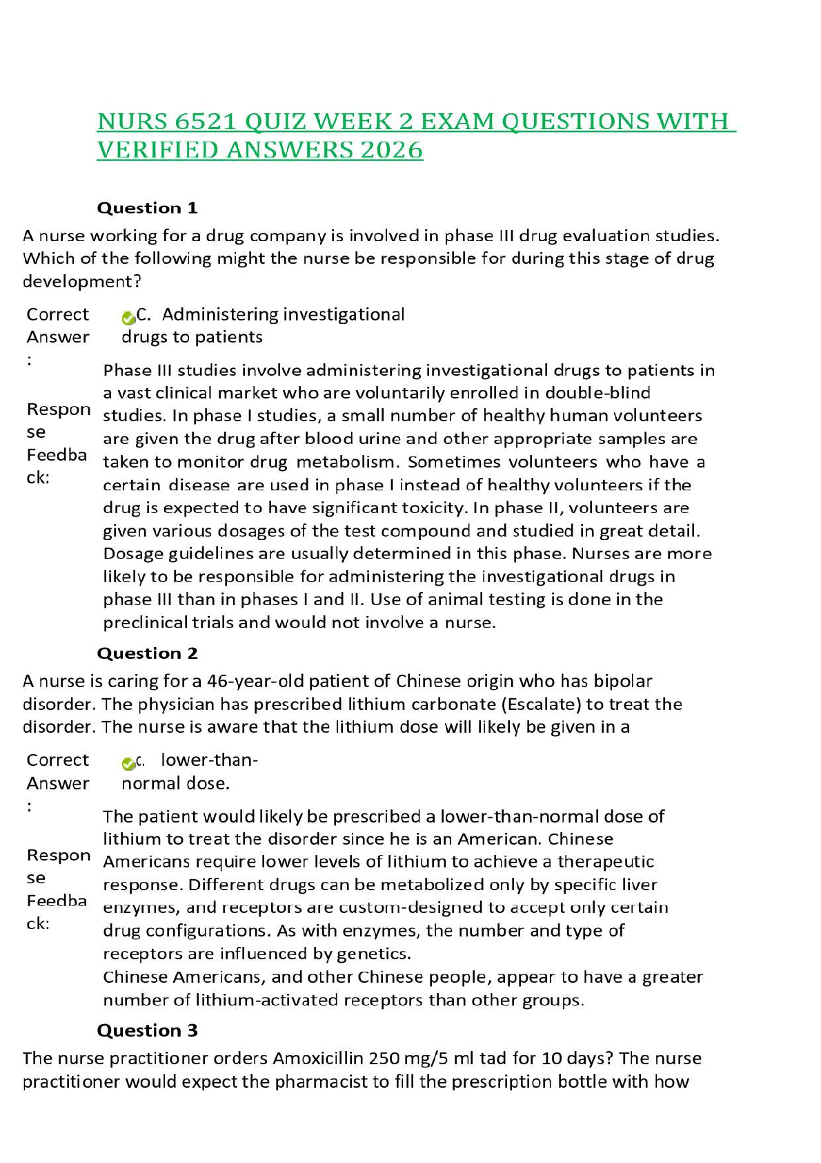 Preview of NURS 6521 QUIZ WEEK 2 EXAM QUESTIONS WITH VERIFIED ANSWERS 2026,100%CORRECT