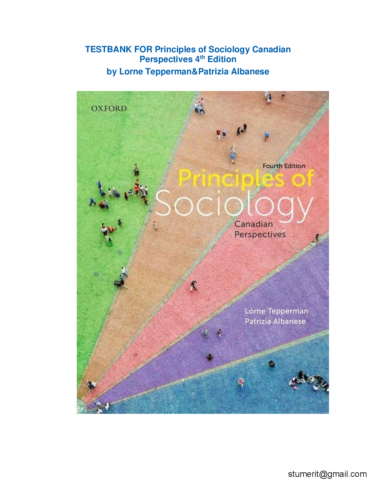 Preview of TESTBANK FOR Principles of Sociology Canadian  Perspectives 4th Edition  by Lorne Tepperman