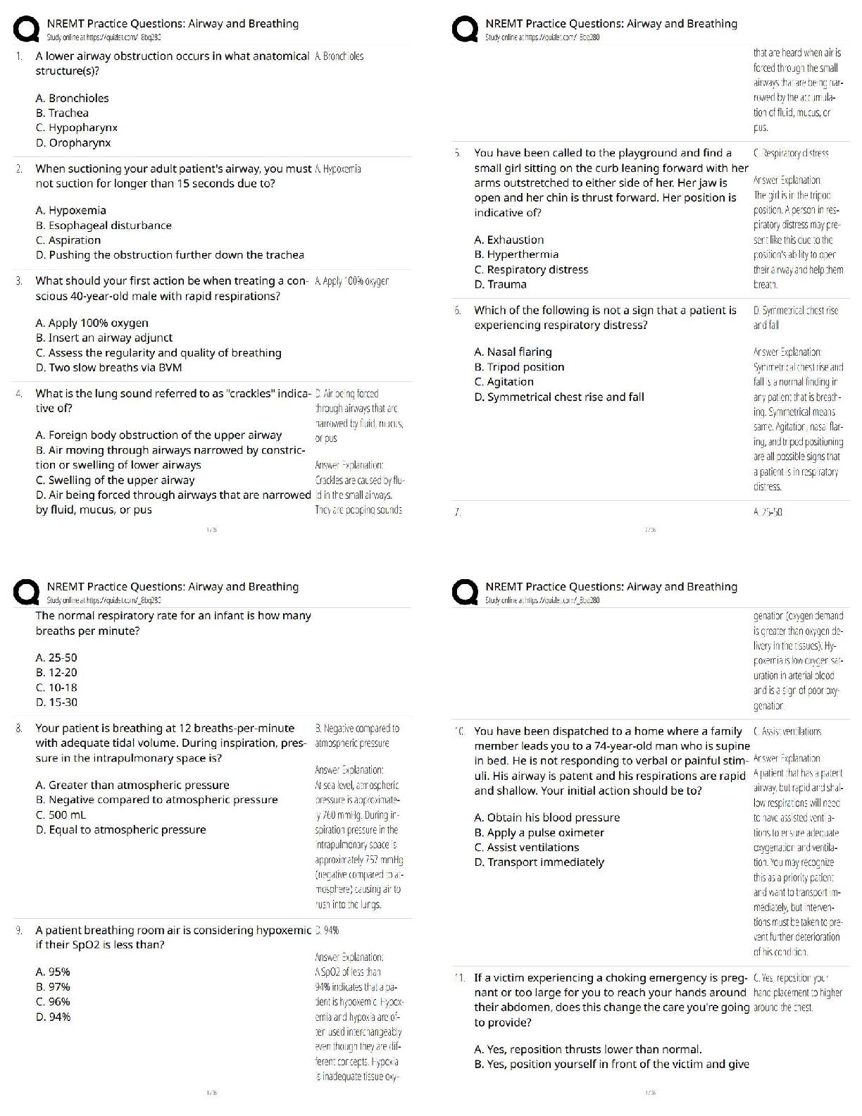 Recommended document preview for NREMT Practice Questions Airway and Breathing / EMT Respiratory Exam Prep / Score 100% Updated 2026