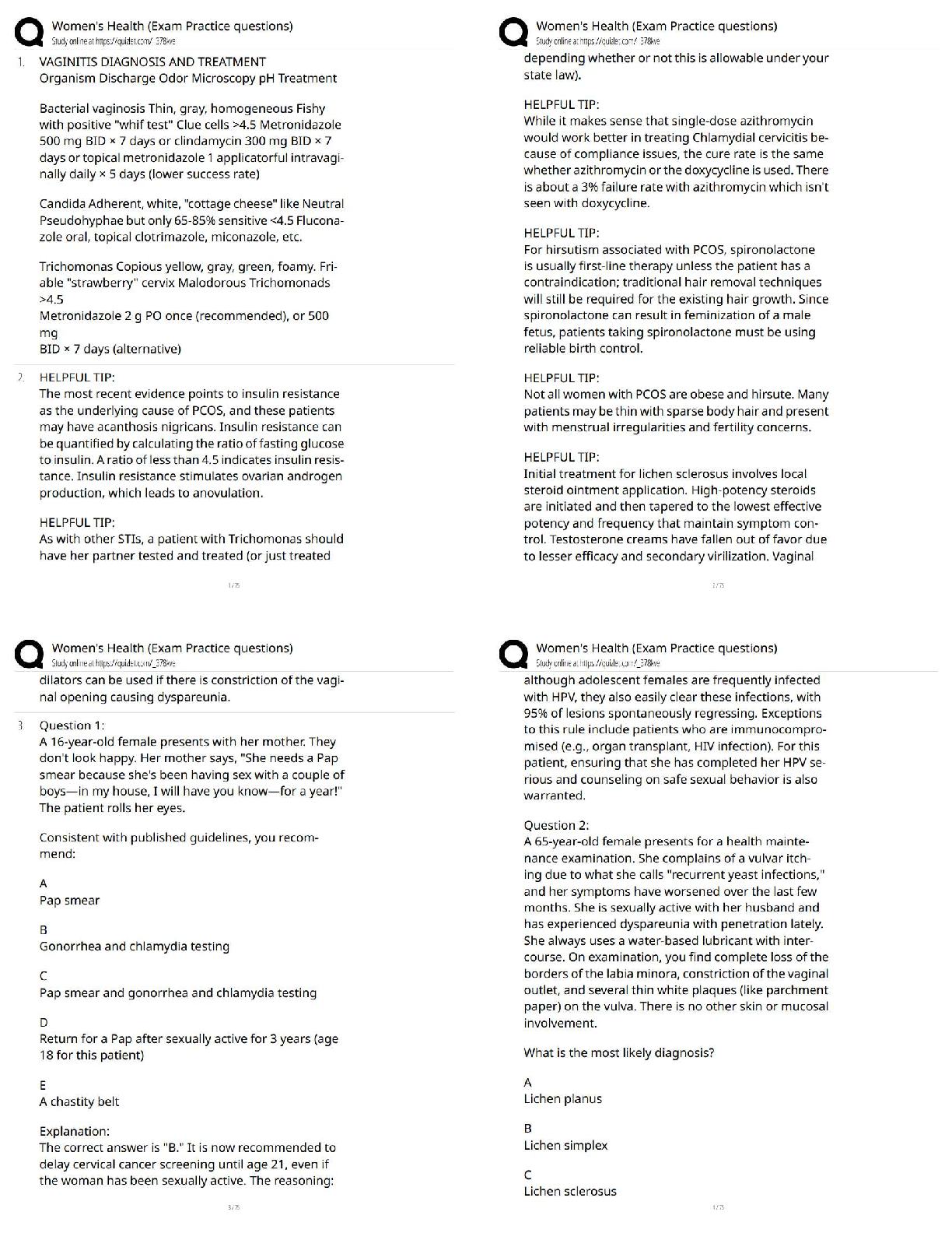 Recommended document preview for Women’s Health Exam Practice Questions / Score 100% / New Version 2026 Update