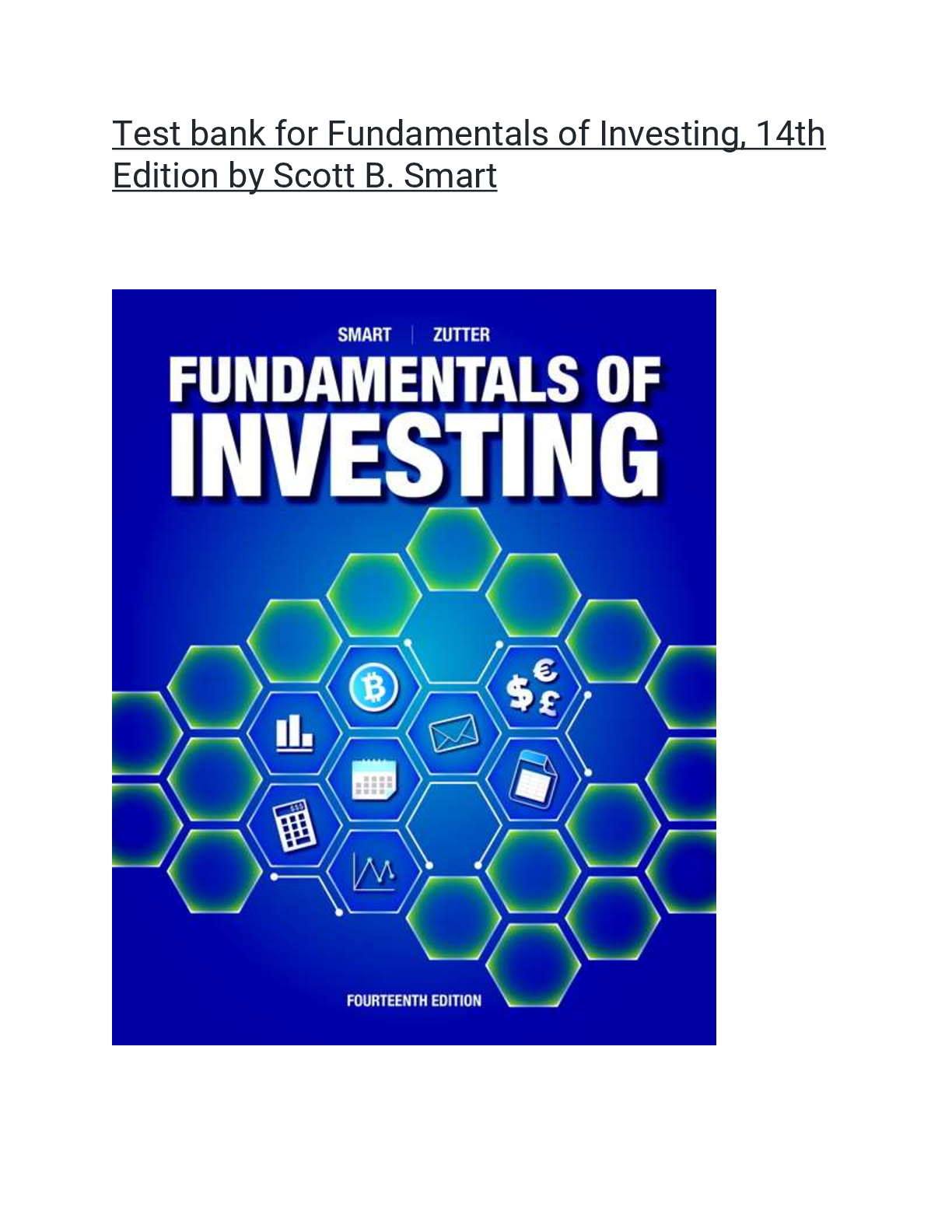 Preview of Test bank & Solutions manual for Fundamentals of Investing, 14th Edition by Scott B. Smart