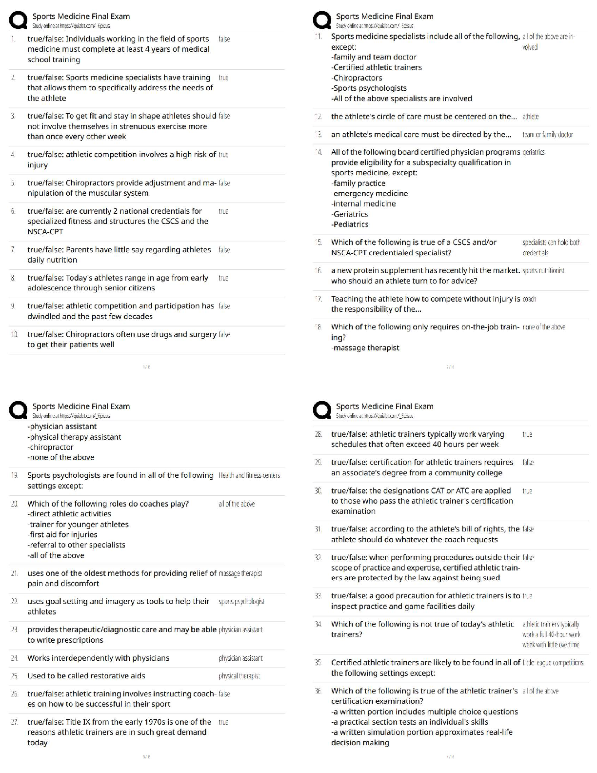 Recommended document preview for Sports Medicine Final Exam Practice Questions / Score 100% / New Version 2026 Update