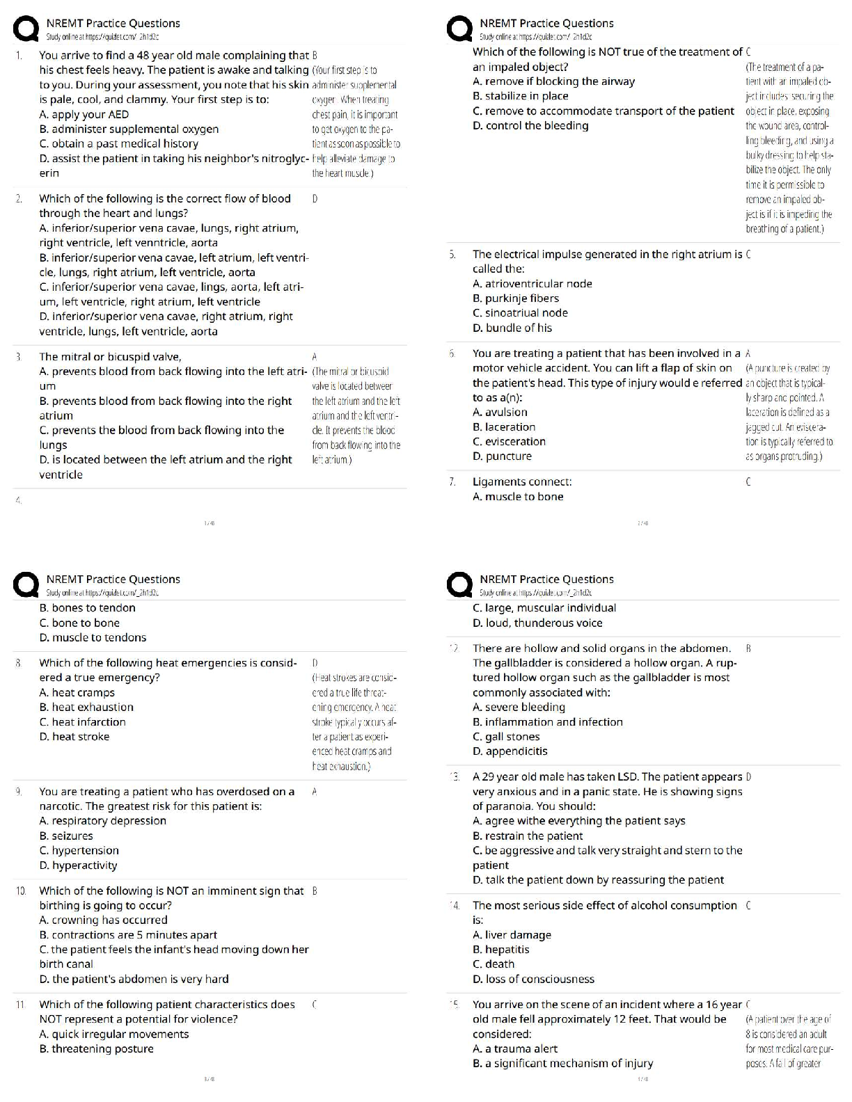 Recommended document preview for NREMT Practice / EMT Cognitive Exam Questions / Score 100% Updated 2026 Review
