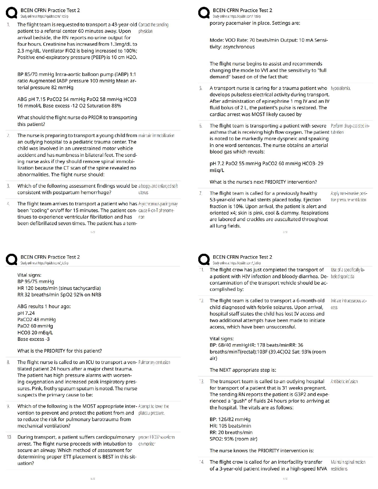 Recommended document preview for BCEN CFRN Practice Test 2 / Score 100% / New Version 2026 Update