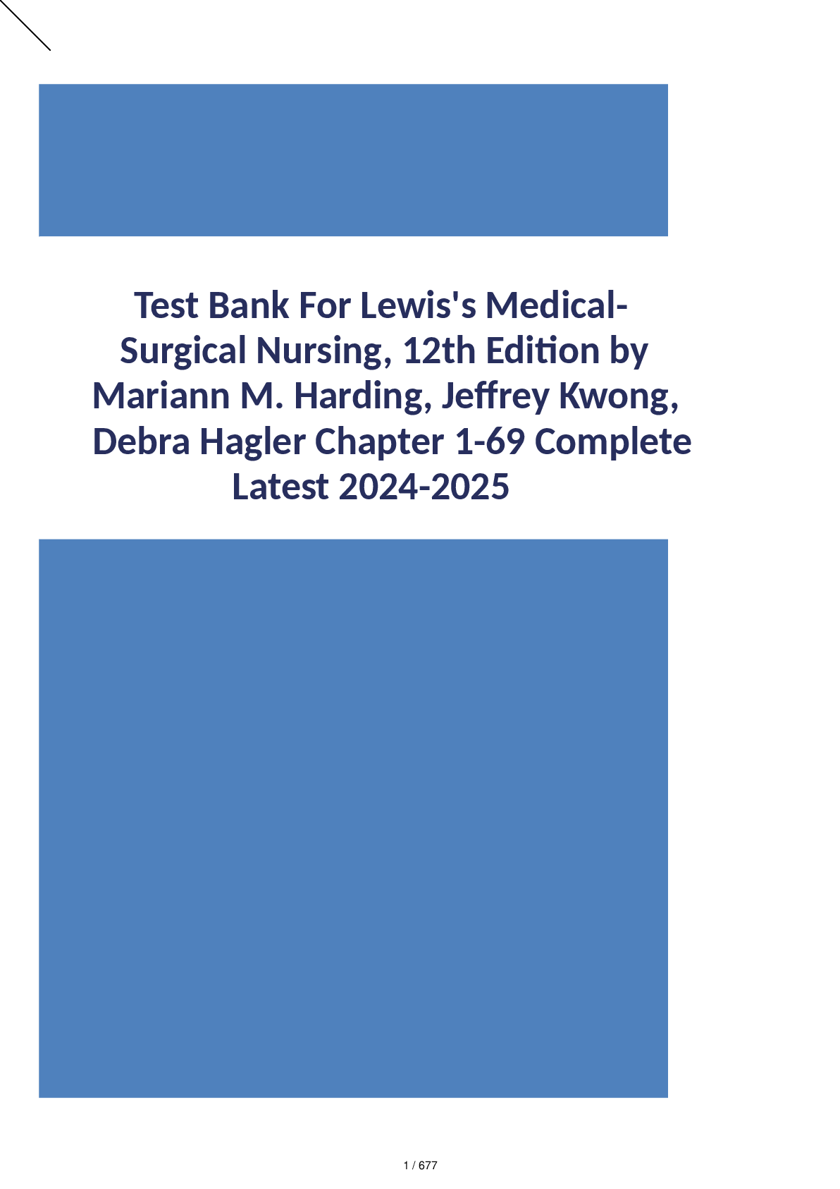 Preview of Test Bank for Lewis\'s Medical-Surgical Nursing, 12th Edition by Mariann M. Harding, Jeffrey Kwong, Debra Hagler Chapter 1-69