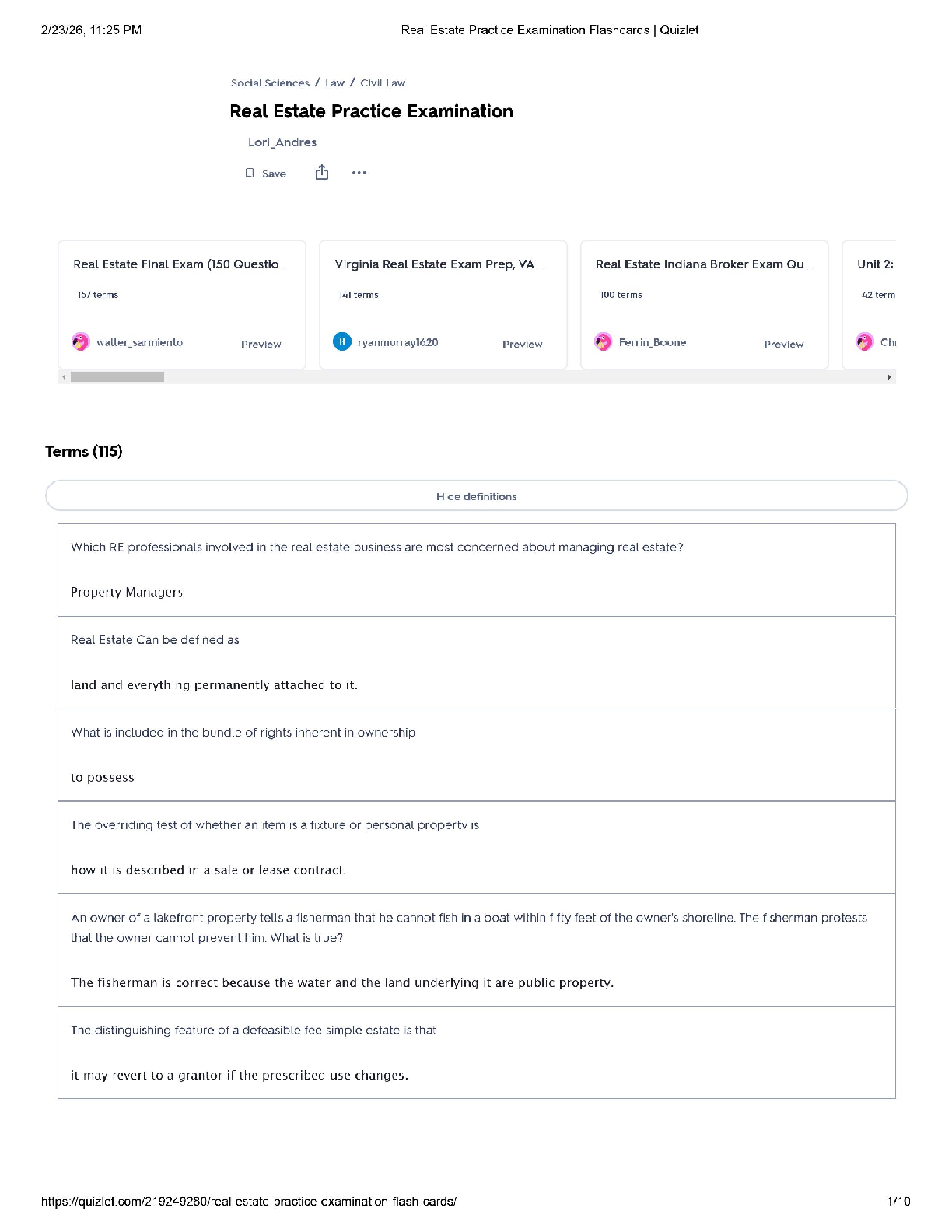 Real Estate Practice Exam / Score 100% / New Version 2025 Update / Flashcards Quizlet Prep