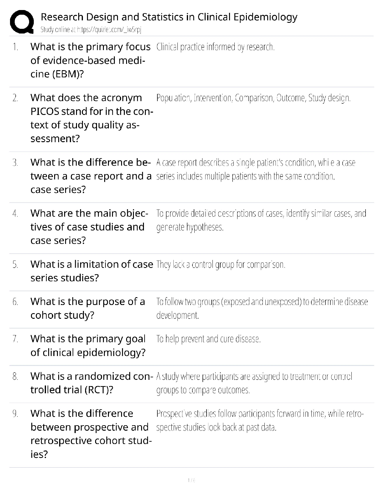 Preview of Research Design Clinical Epidemiology / Score 100% / New Version 2025 Update / Statistics