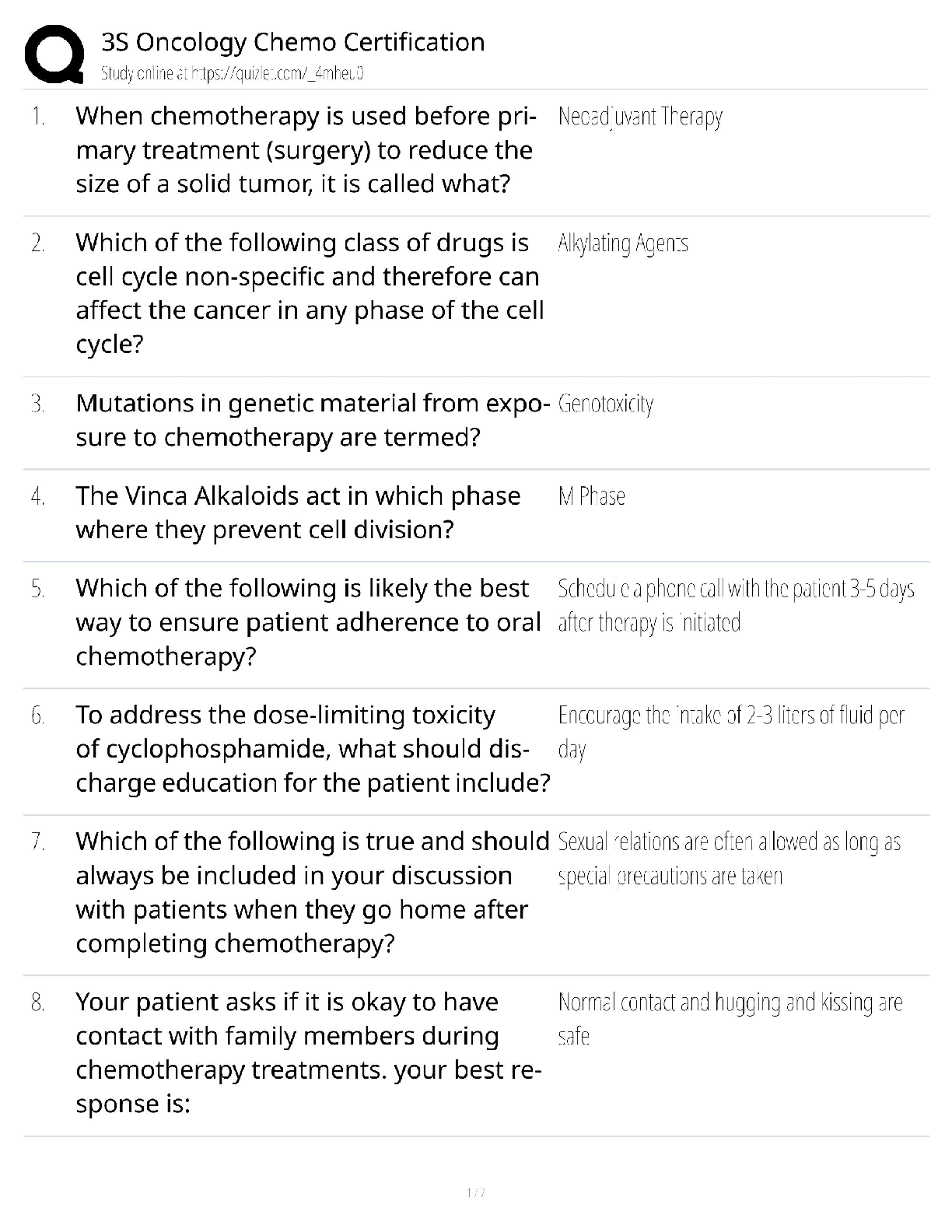 Recommended document preview for 3S Oncology Chemo Certification / Score 100% / New Version 2025 Update / Exam Prep Study Guide