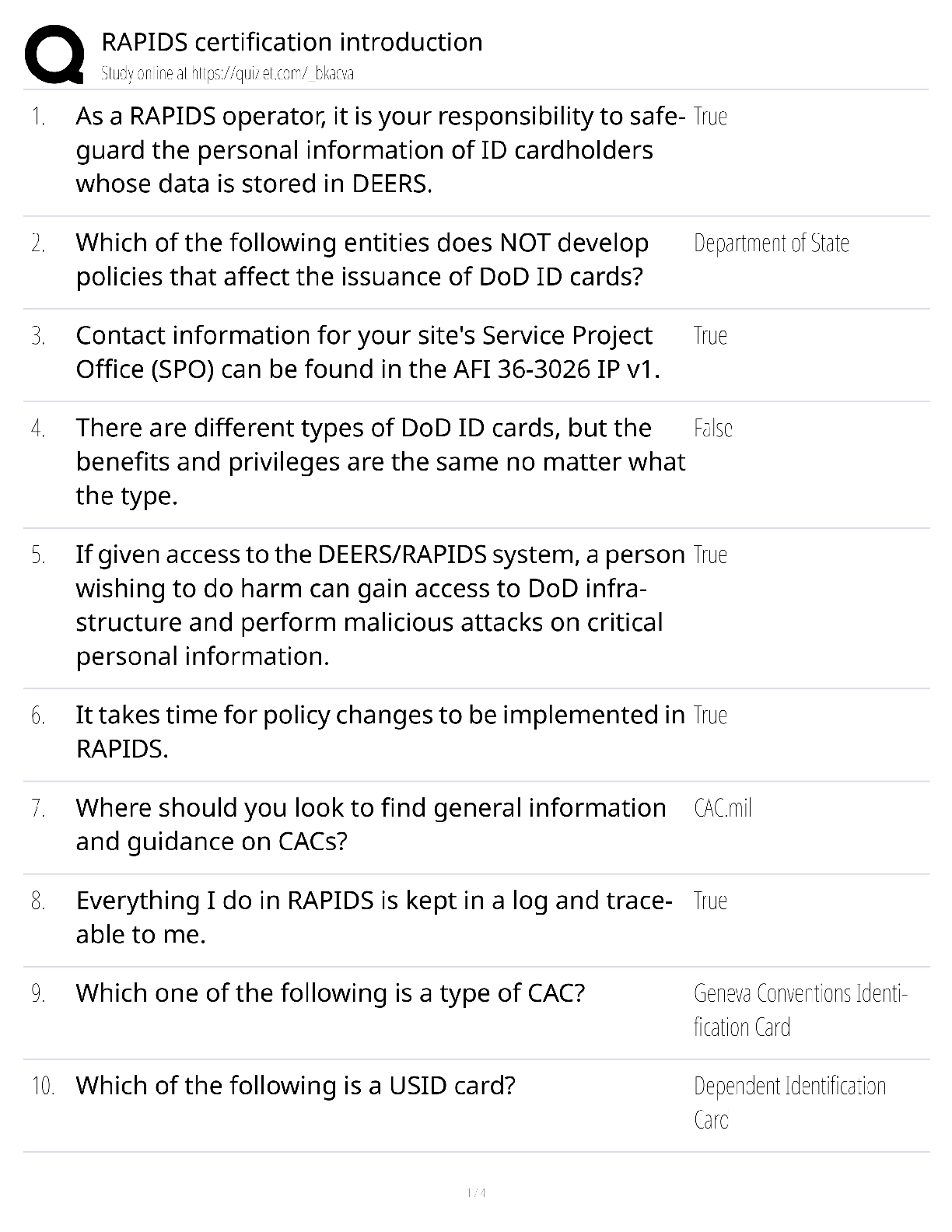 Recommended document preview for RAPIDS Certification Introduction / Score 100% / New Version 2025 Update / Exam Prep Study Guide