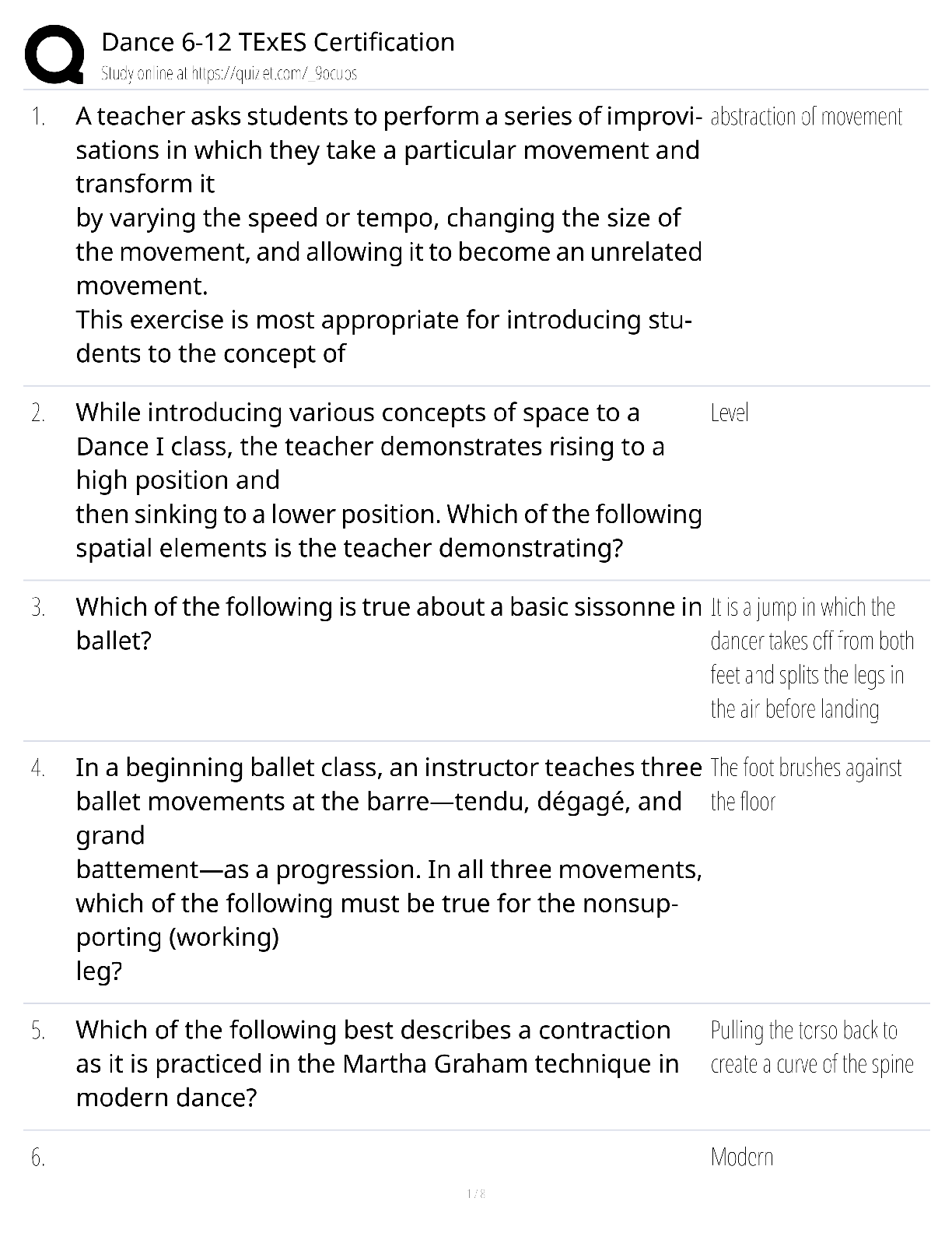 Recommended document preview for Dance 6-12 TExES Certification / Score 100% / New Version 2025 Update / Exam Prep Study Guide