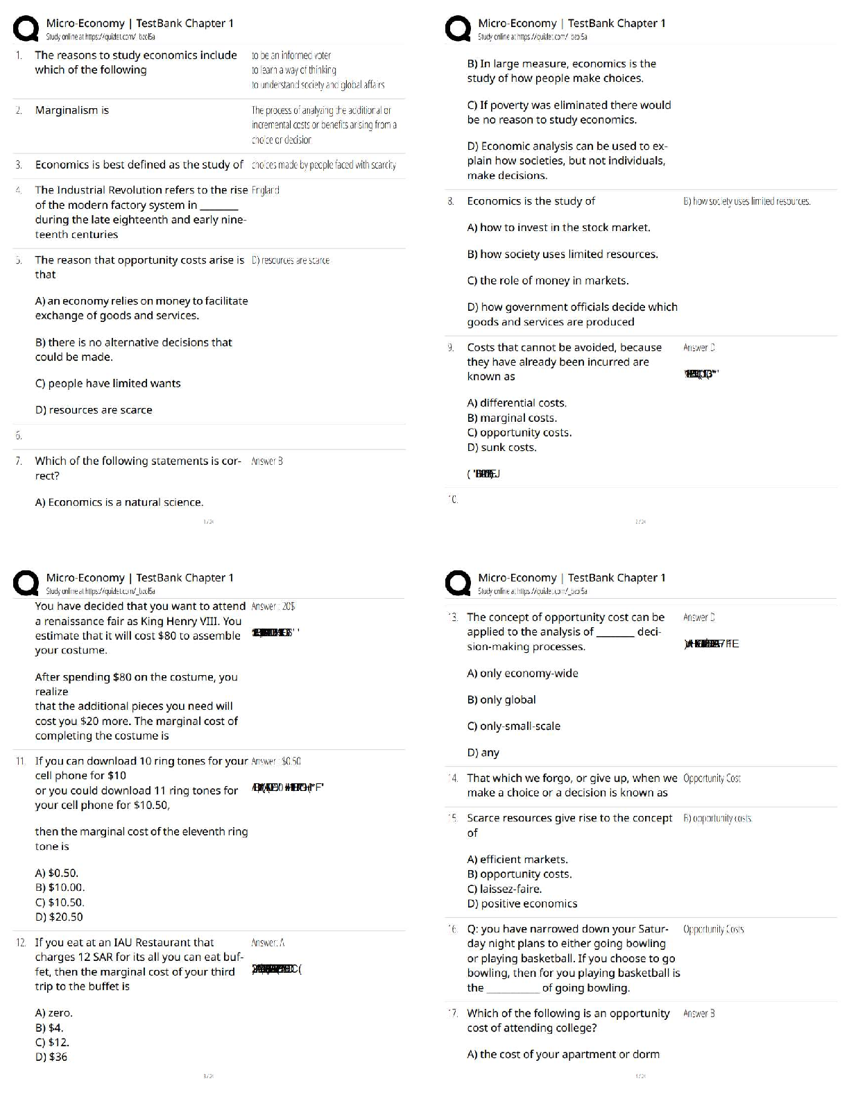 Preview of Micro-Economy Test Bank Chapter 1 / Score 100% / Updated 2026 Practice Questions & Exam Re