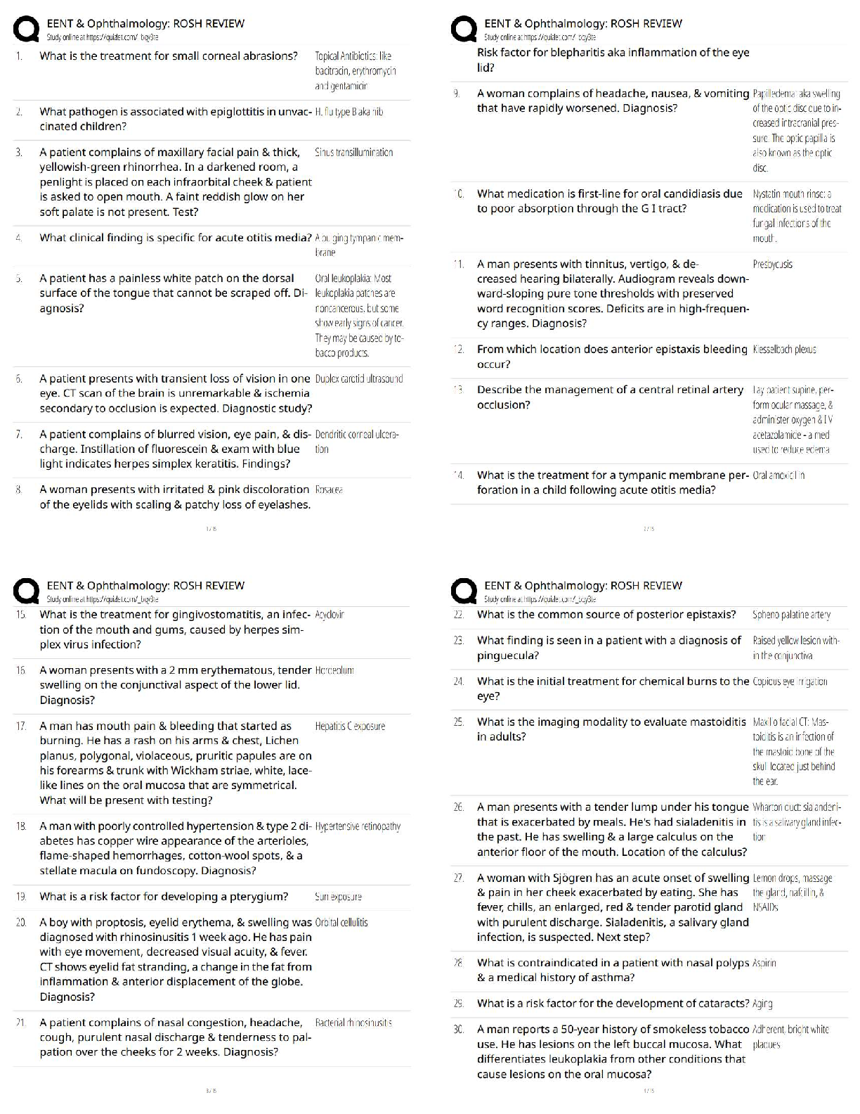 Recommended document preview for EENT & Ophthalmology ROSH Review Practice Questions / Score 100% / Latest 2026 Update / EOR & Board Exam Prep