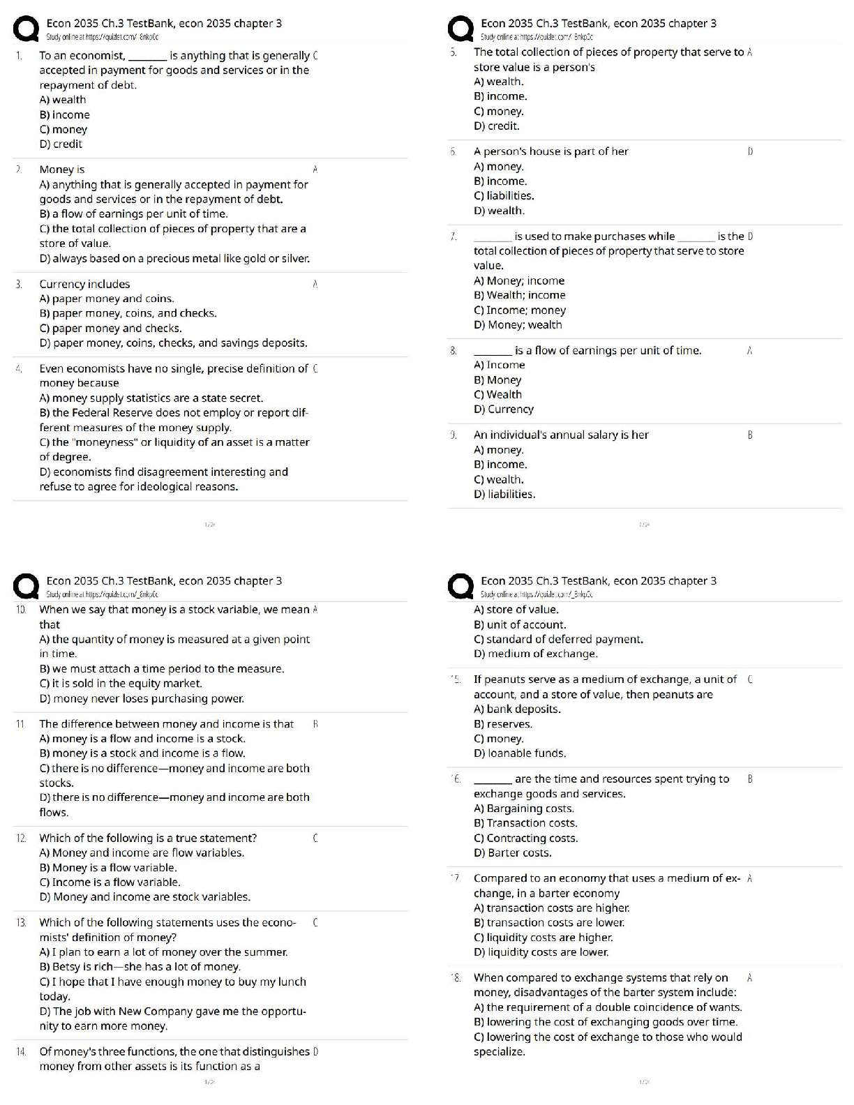 Preview of ECON 2035 Chapter 3 Test Bank / Score 100% / Updated 2026 Practice Questions & Exam Review