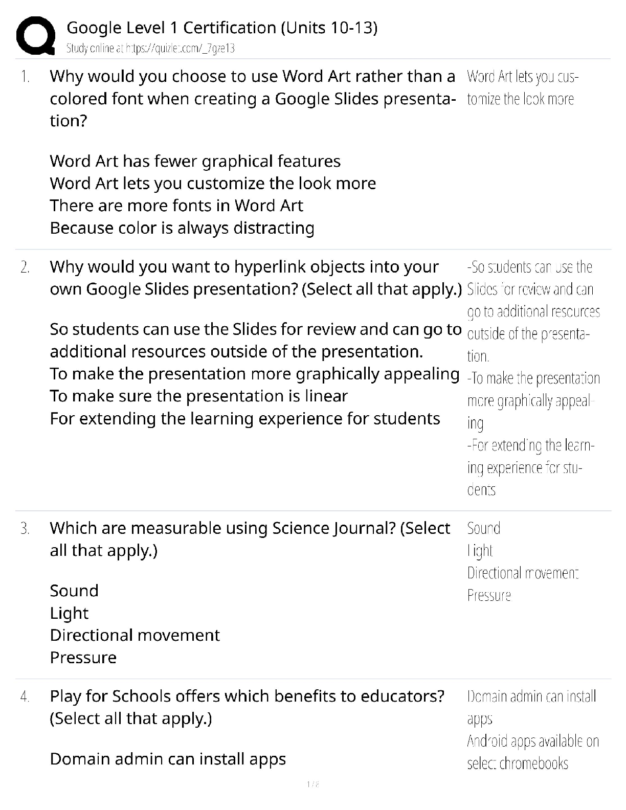 Google Level 1 Units 10-13 / Score 100% / New Version 2025 Update / Certification Exam Prep