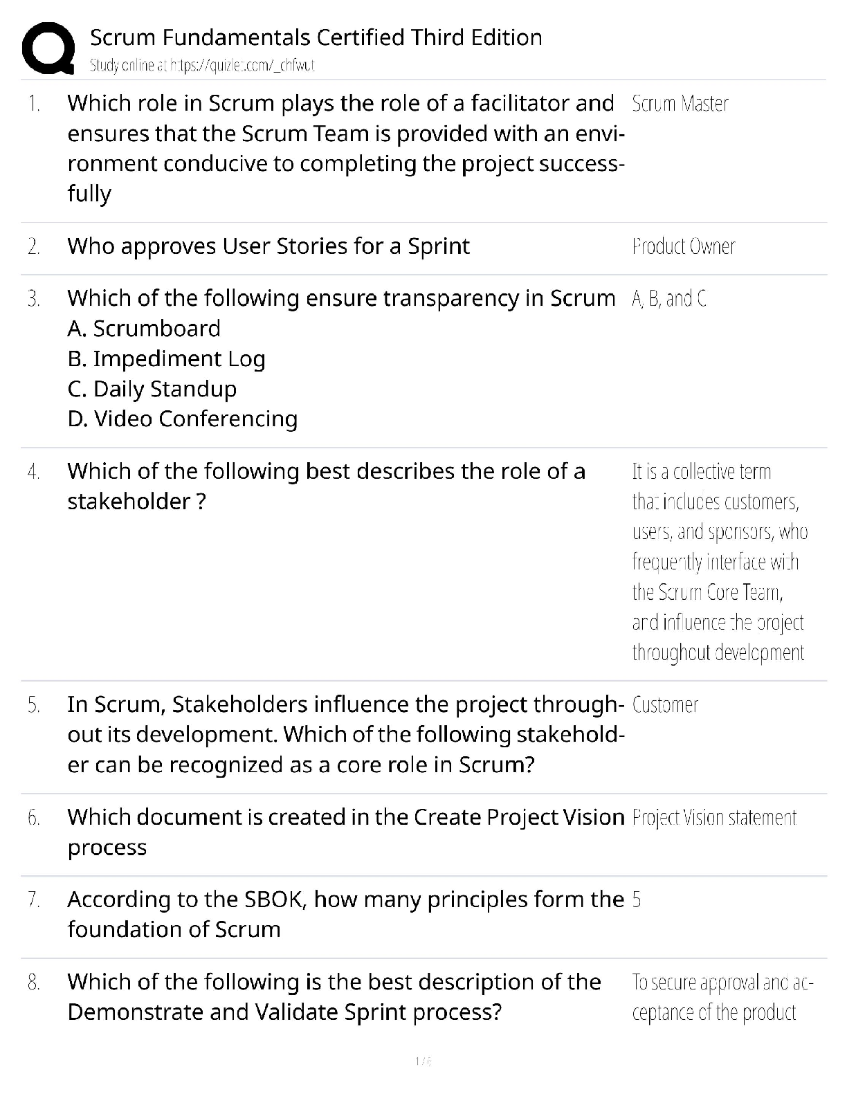 Recommended document preview for Scrum Fundamentals Certified Third Edition / Score 100% / New Version 2025 Update / Exam Prep Study Guide