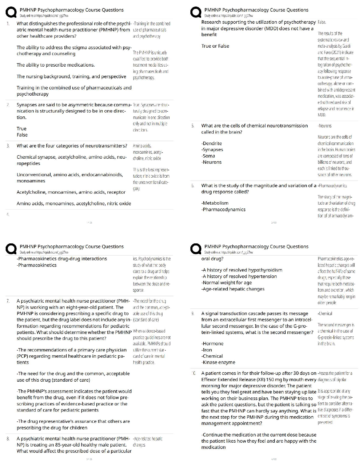Preview of PMHNP Psychopharmacology Course Questions / Score 100% / New Version / 2025–2026 Updated PMHNP Exam Prep