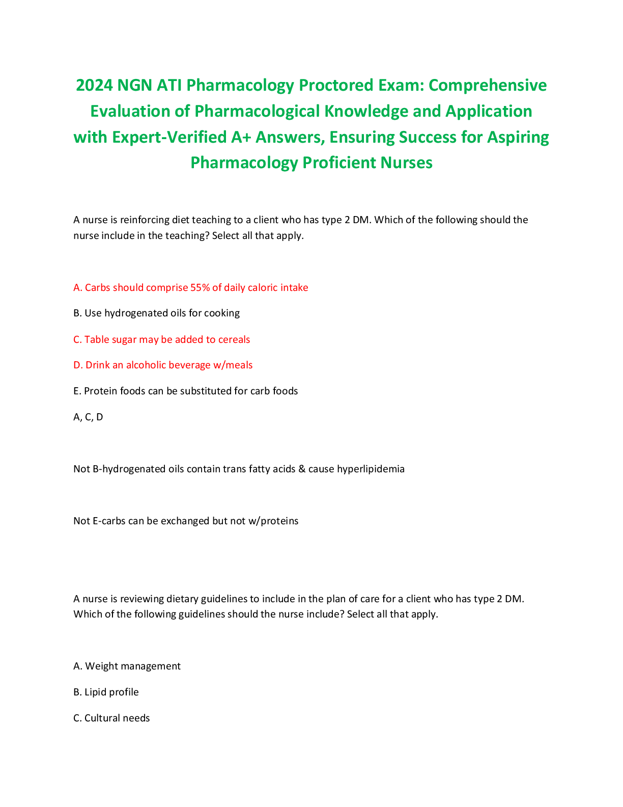 Preview of 2024 NGN ATI Pharmacology Proctored Exam: Comprehensive  Evaluation of Pharmacological Knowledge and Application  with Expert-Verified A+ Answers, Ensuring Success for Aspiring  Pharmacology Proficient Nurses