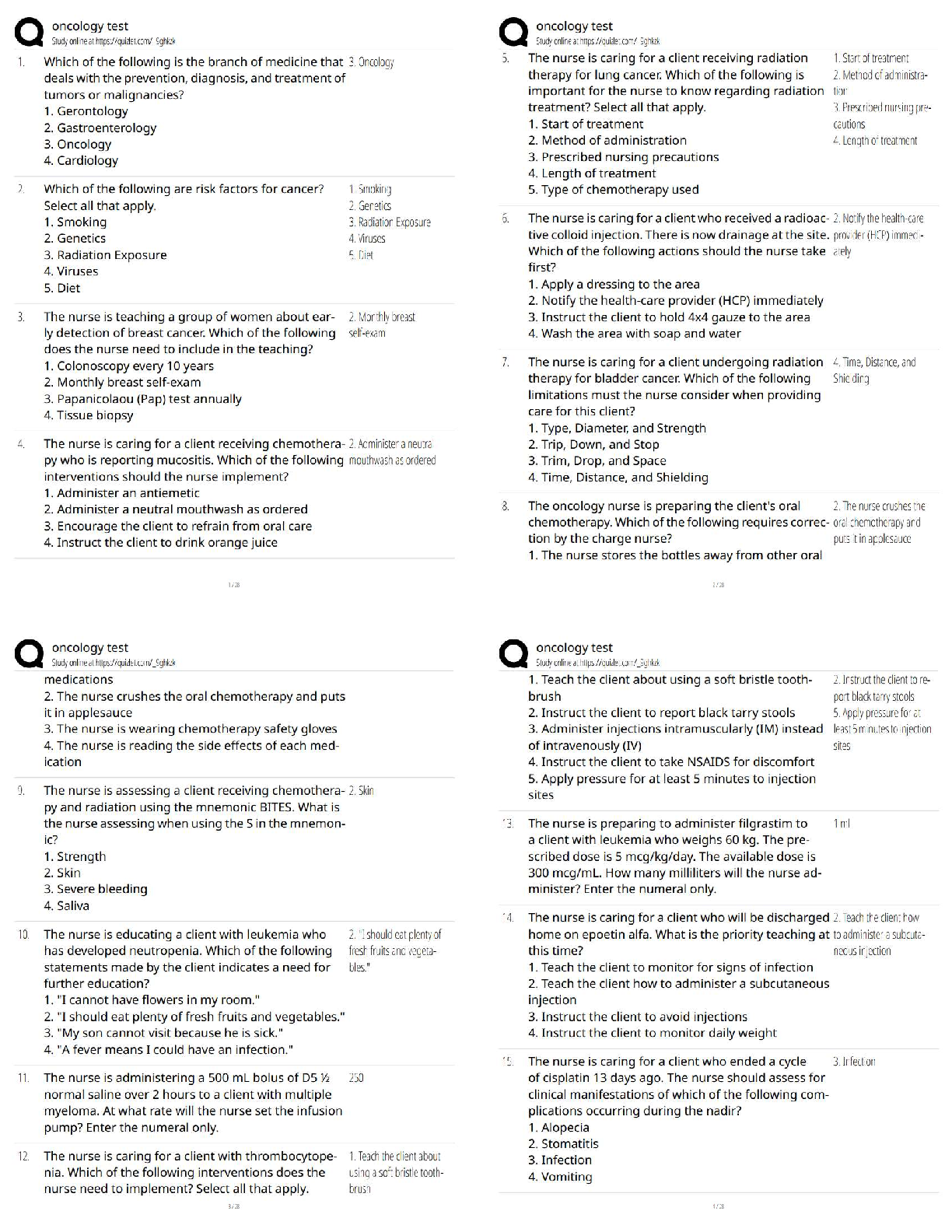 Preview of Oncology Test Bank / Score 100% / New Version / 2025–2026 Updated Practice Exam Questions