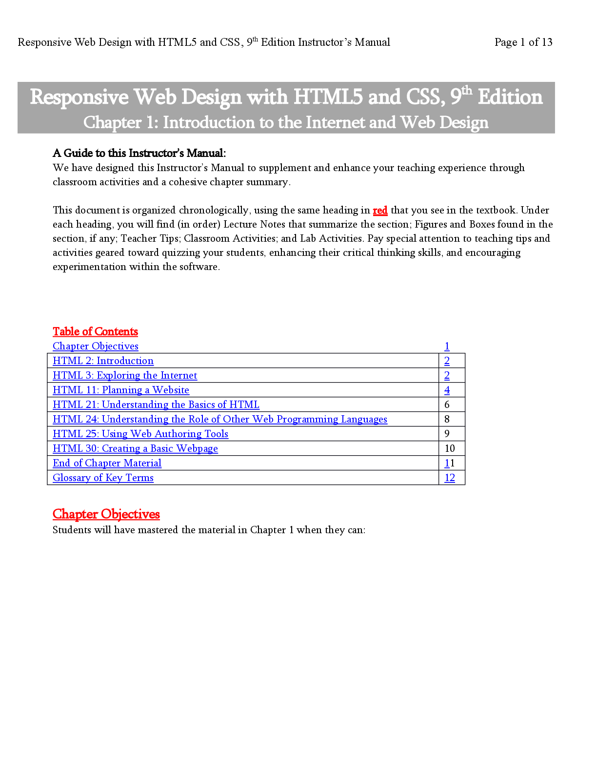 Preview of Responsive Web Design with HTML 5 & CSS 9th Edition By Jessica Minnick Solution Manual