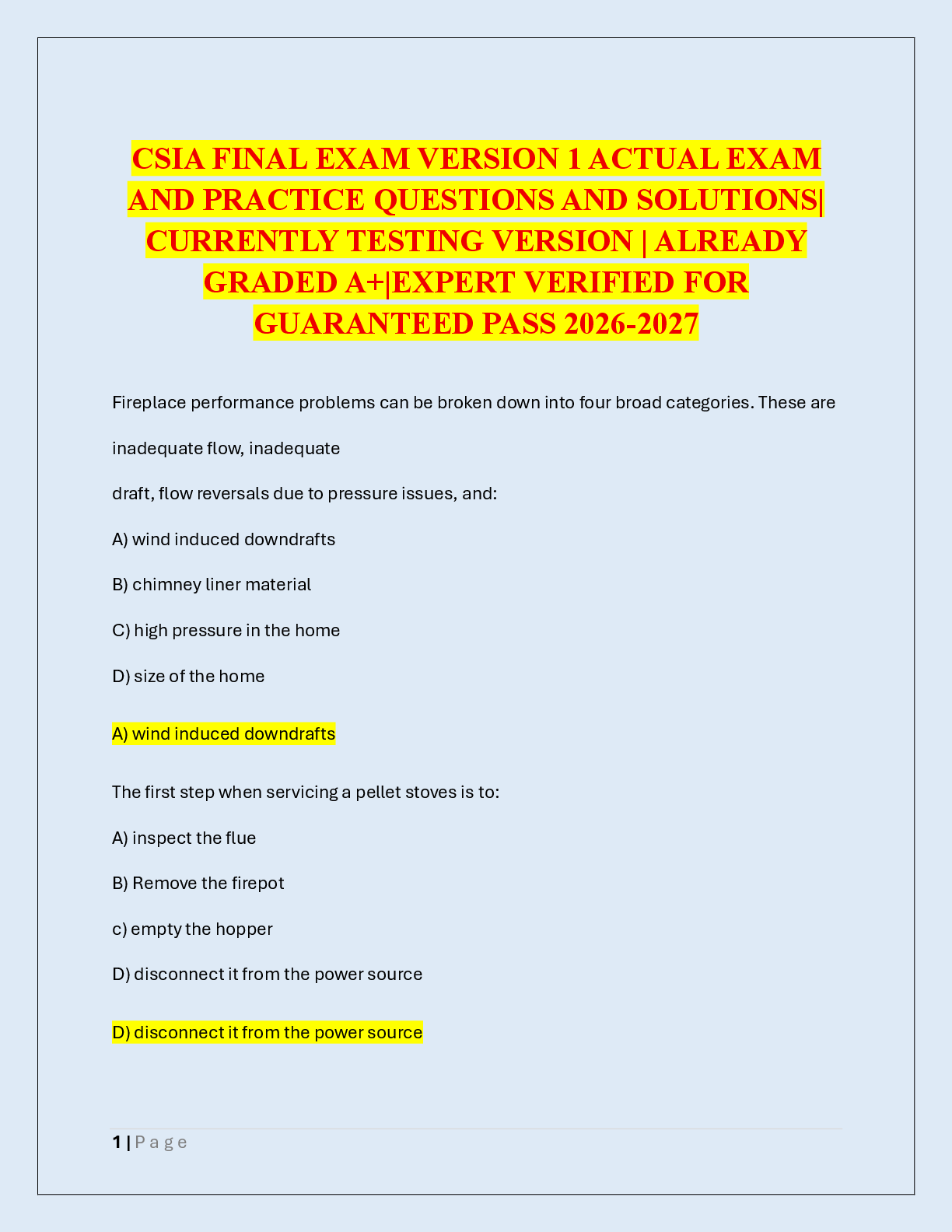 Recommended document preview for CSIA FINAL EXAM VERSION 1 ACTUAL EXAM  AND PRACTICE QUESTIONS AND SOLUTIONS