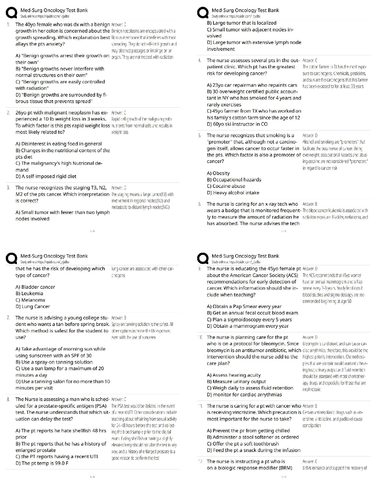 Preview of Med-Surg Oncology Test Bank / Score 100% / New Version / 2025–2026 Updated Exam Prep Questions