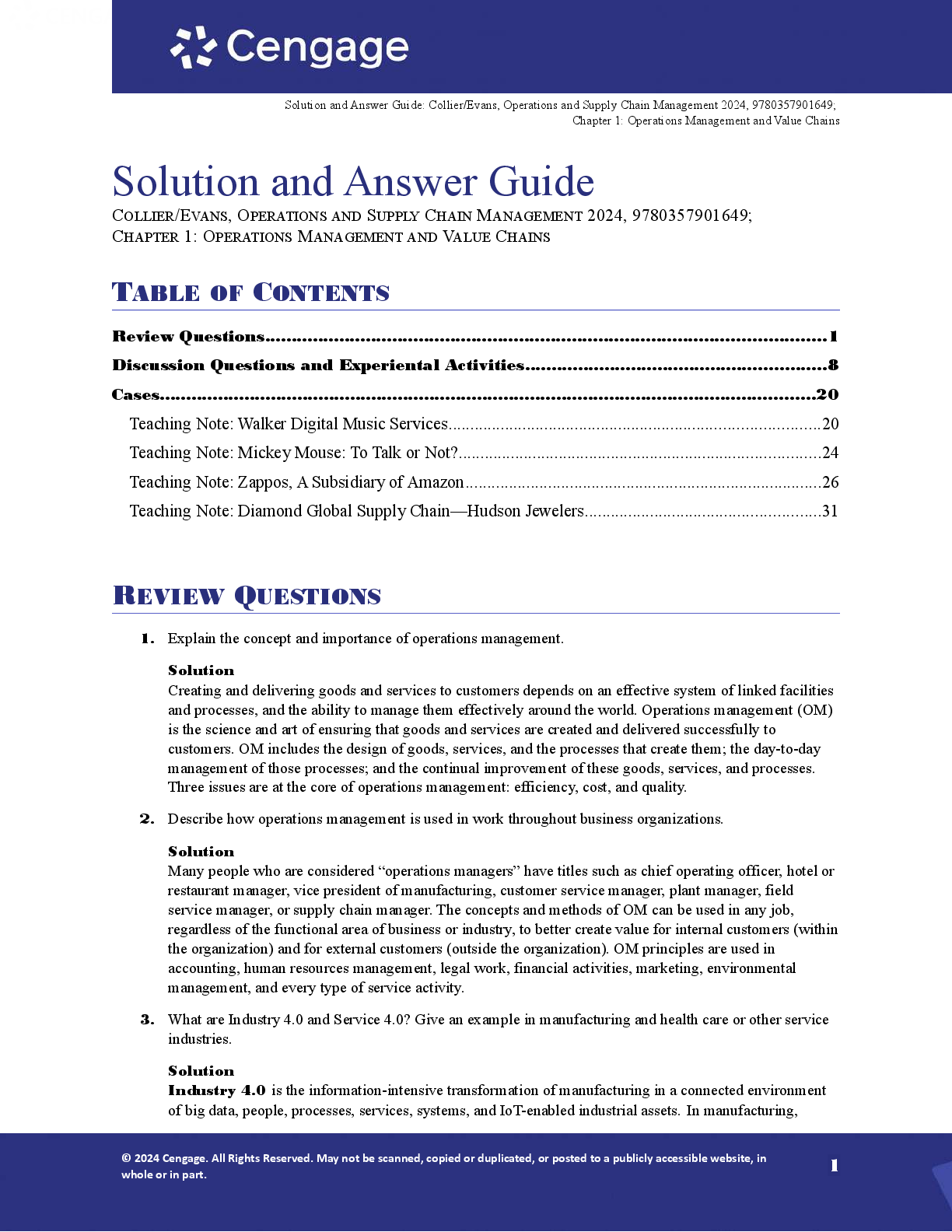 Recommended document preview for Operations and Supply Chain Management 3rd Edition By David Collier, James Evans Solution Manual