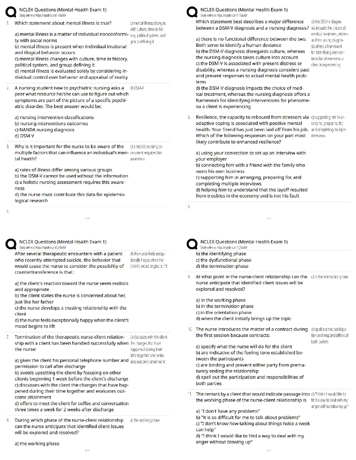 Preview of NCLEX Questions Mental Health Exam 1 / Score 100% / New Version / 2025–2026 Updated NCLEX RN Exam Prep