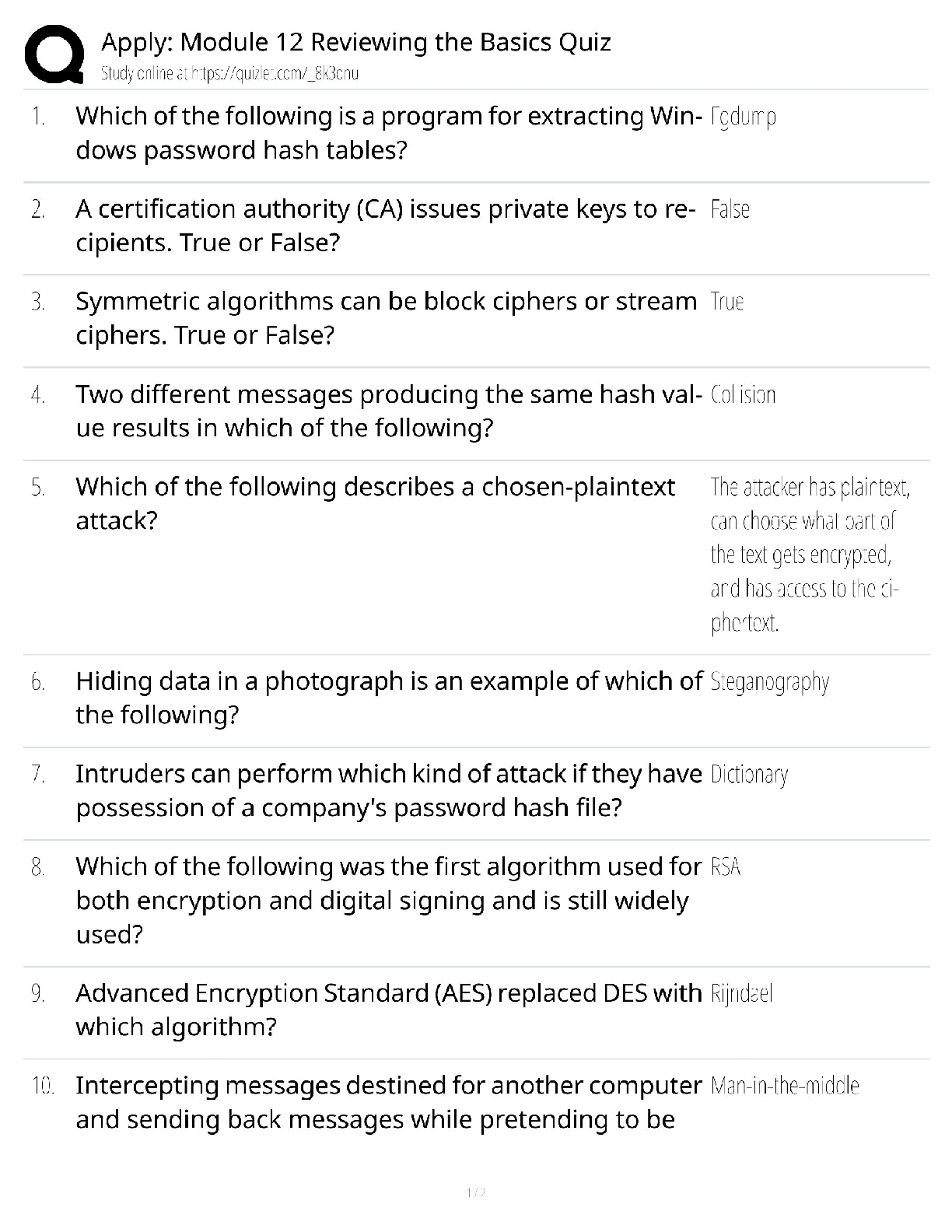 Recommended document preview for Apply Module 12 / reviewing the basics / quiz / score 100% / new version / study guide