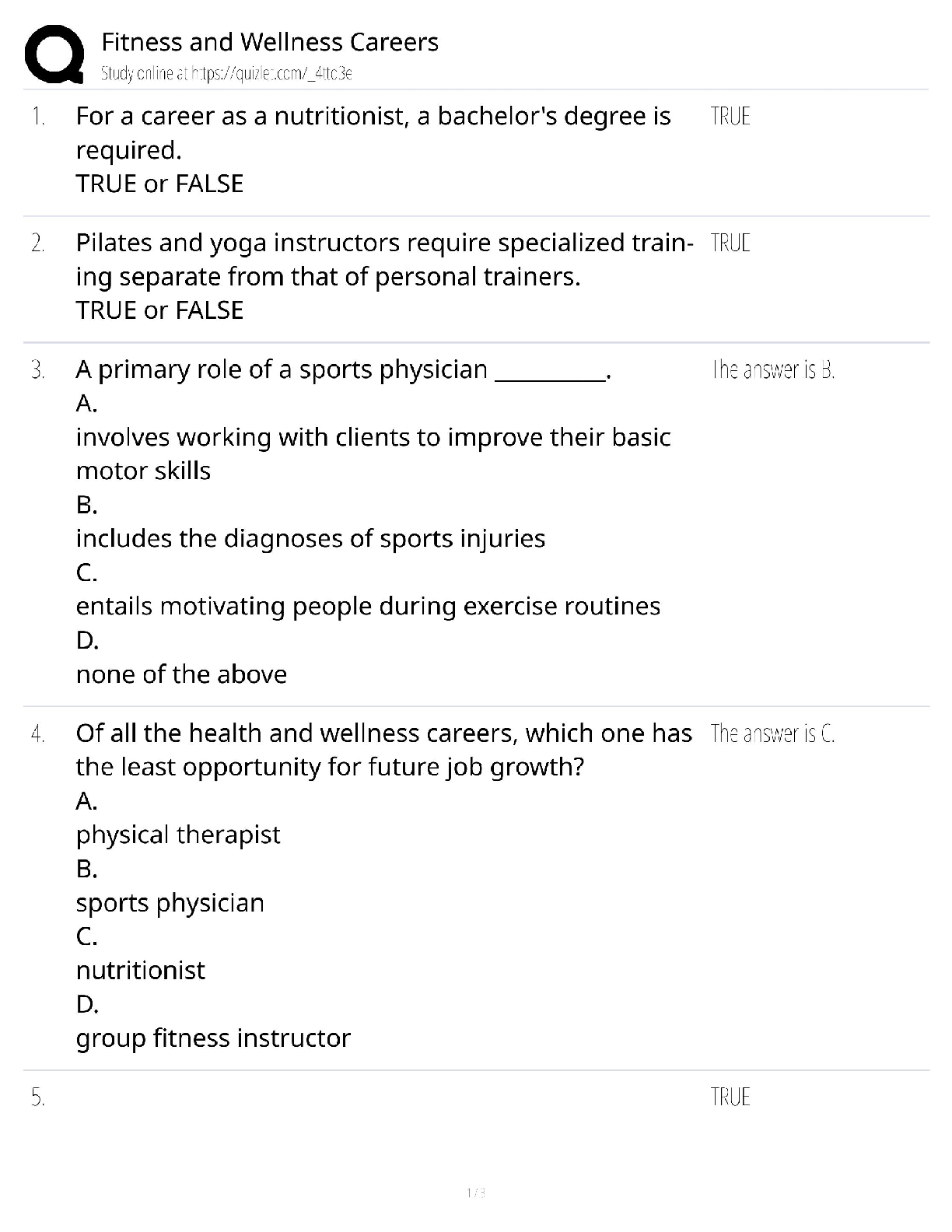 Recommended document preview for Fitness and Wellness Careers / score 100% / new version / certification exam study guide