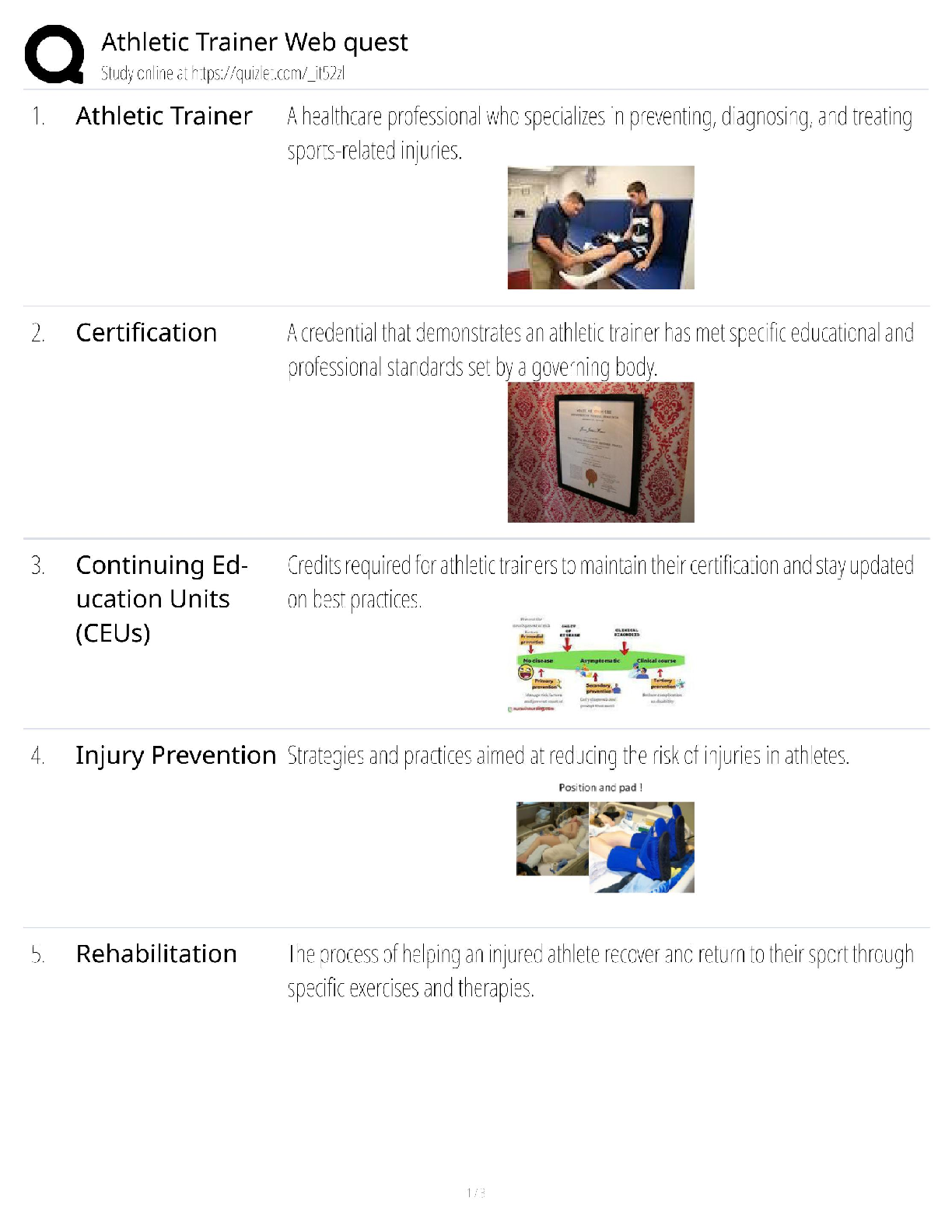 Recommended document preview for Athletic Trainer Webquest / score 100% / new version / certification study guide