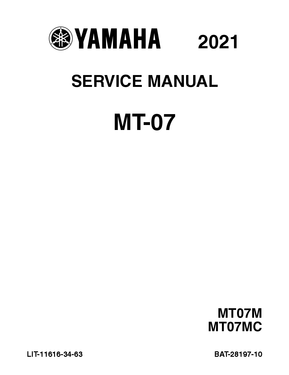Preview of Yamaha MT-07 2021 Service Repair Manual