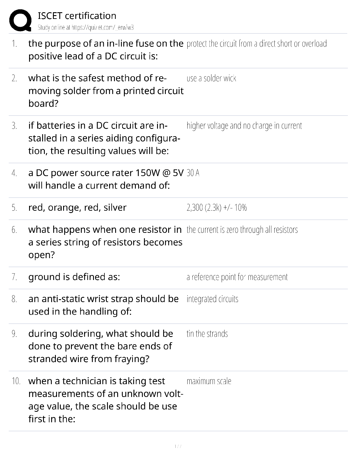 Recommended document preview for ISCET Certification / score 100% / new version / electronics study guide