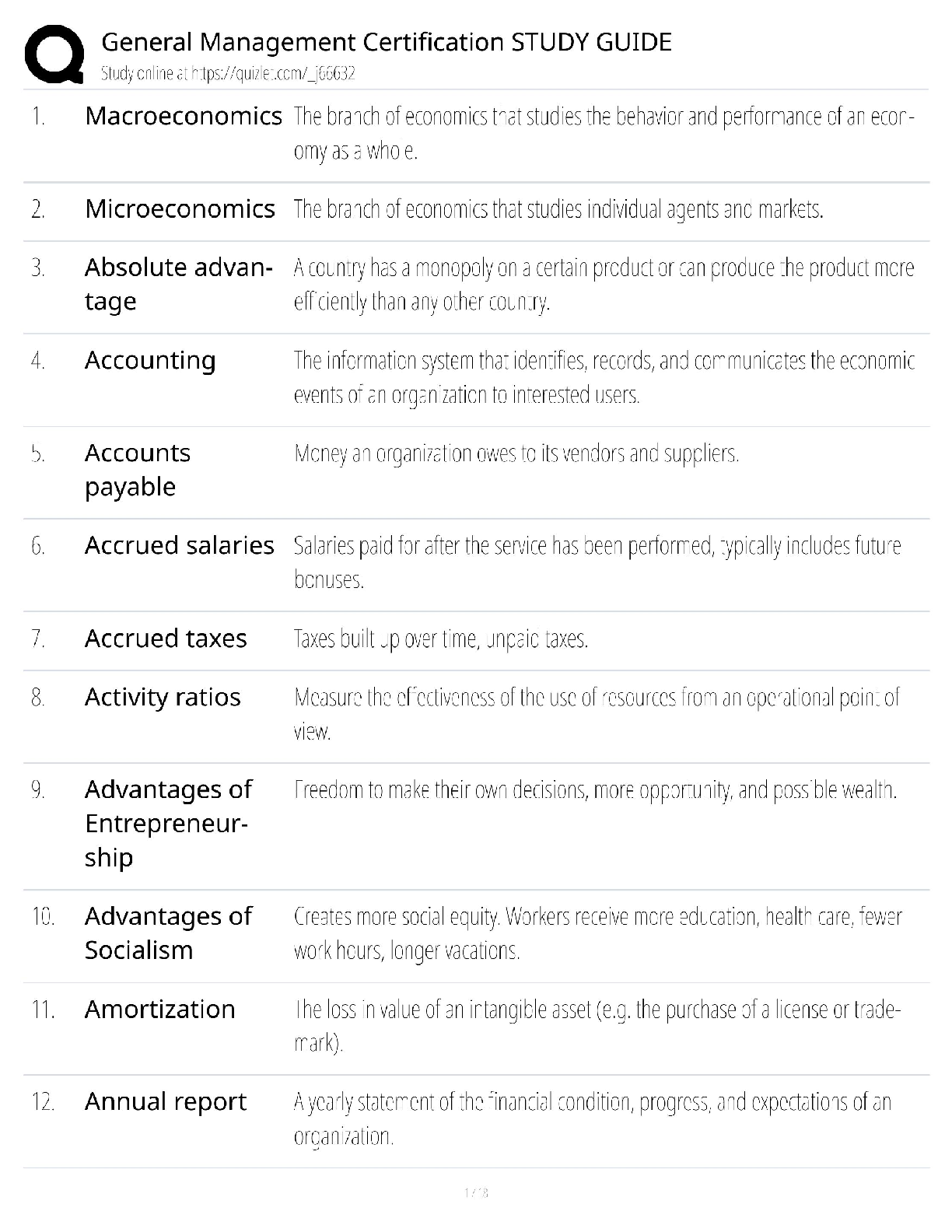 Preview of General Management Certification / study guide / score 100% / new version / exam prep