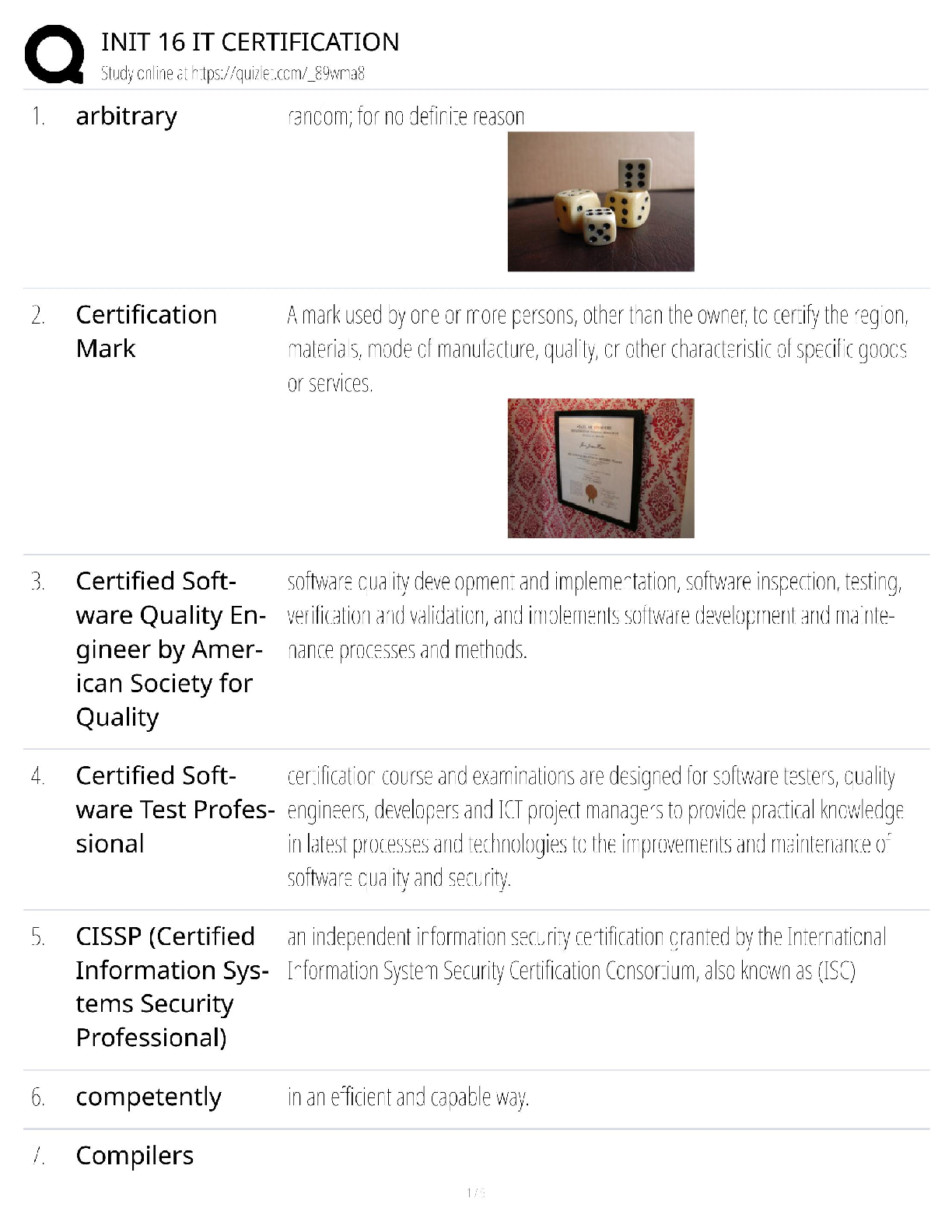 Recommended document preview for INIT 16 IT Certification / score 100% / new version / study guide