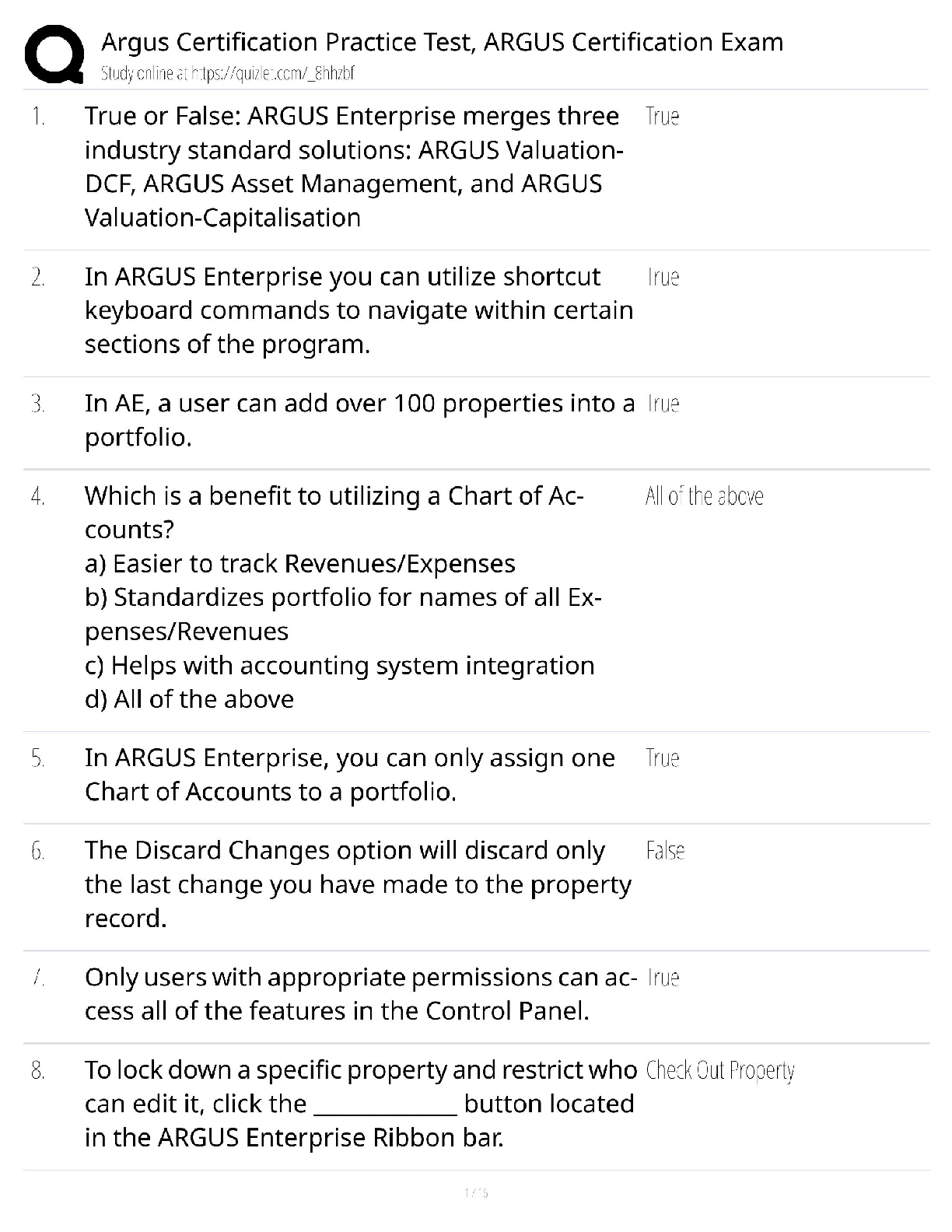 Preview of Argus Certification / practice test exam / score 100% / new version / study guide