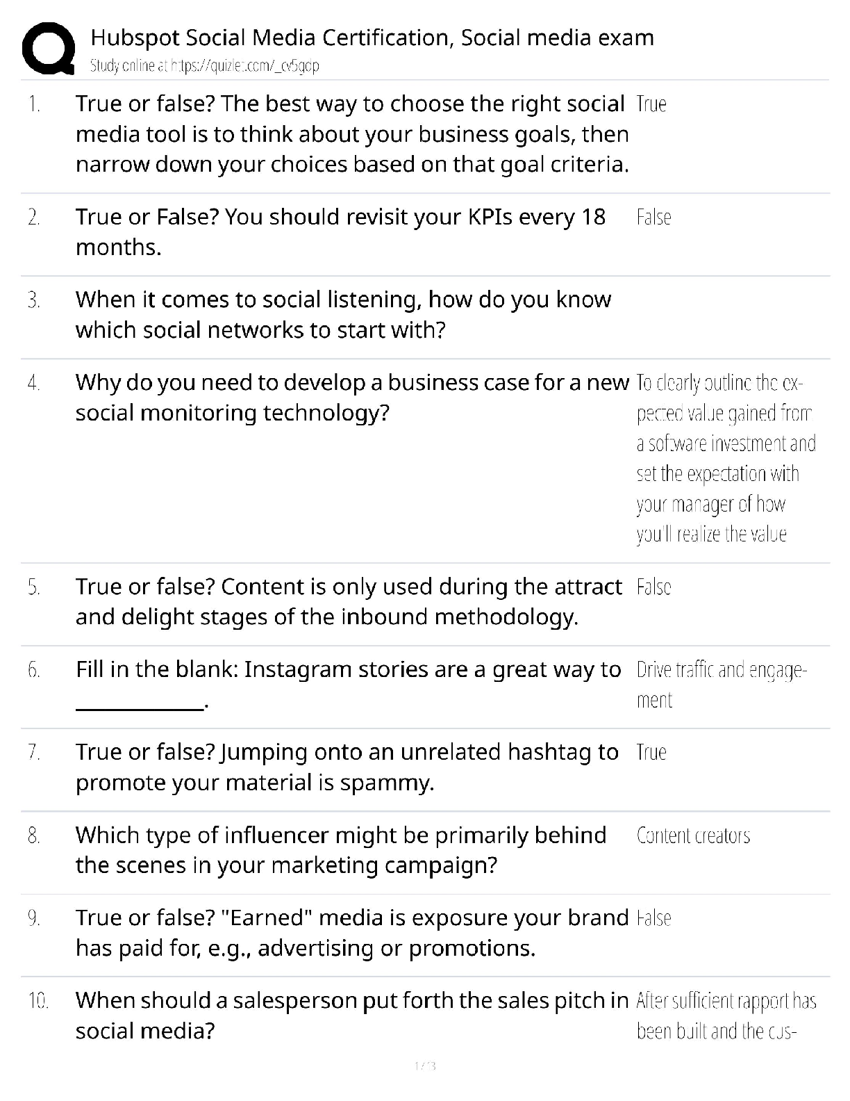 Recommended document preview for HubSpot Social Media / certification exam / score 100% / new version / study guide