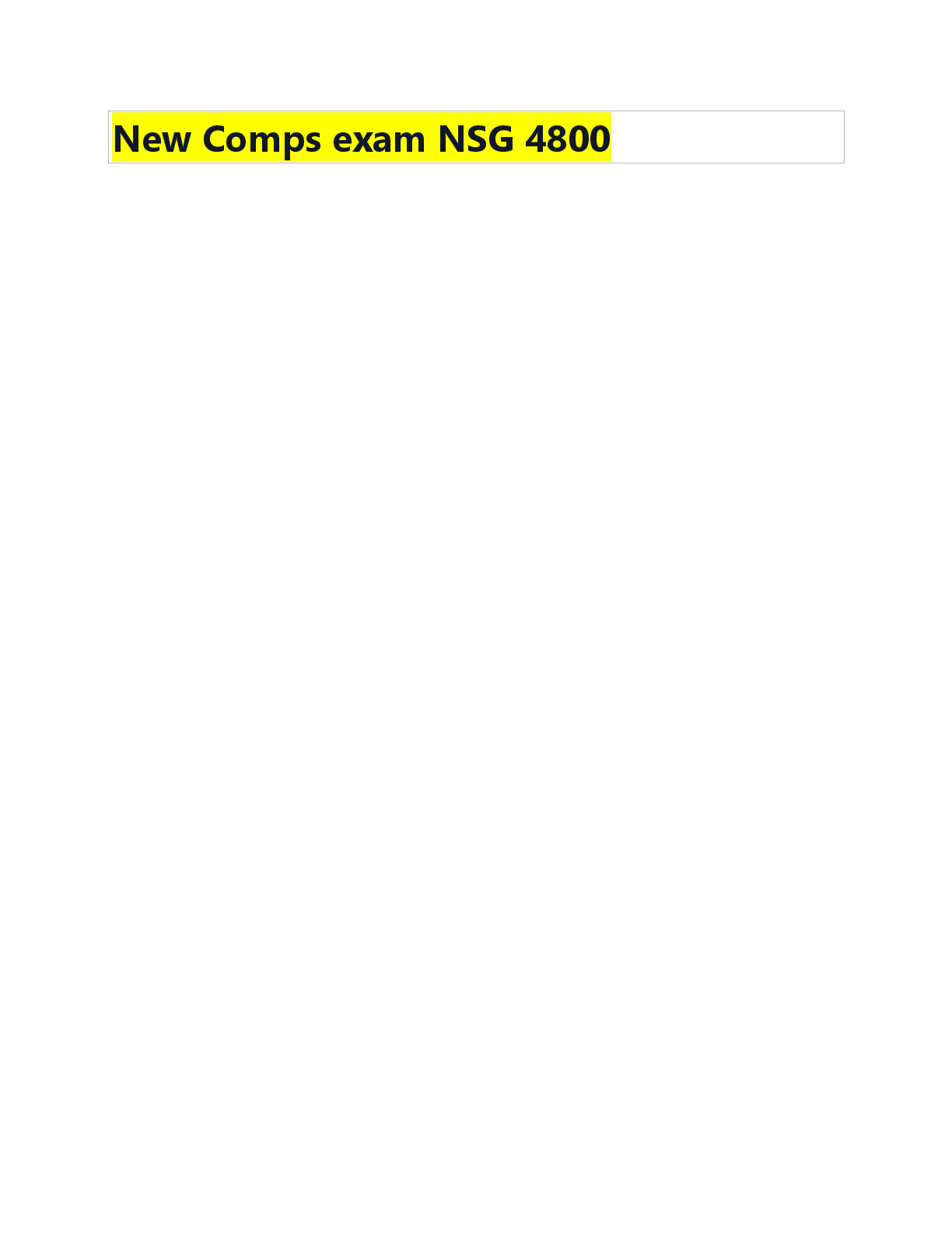 New Comps exam NSG 4800