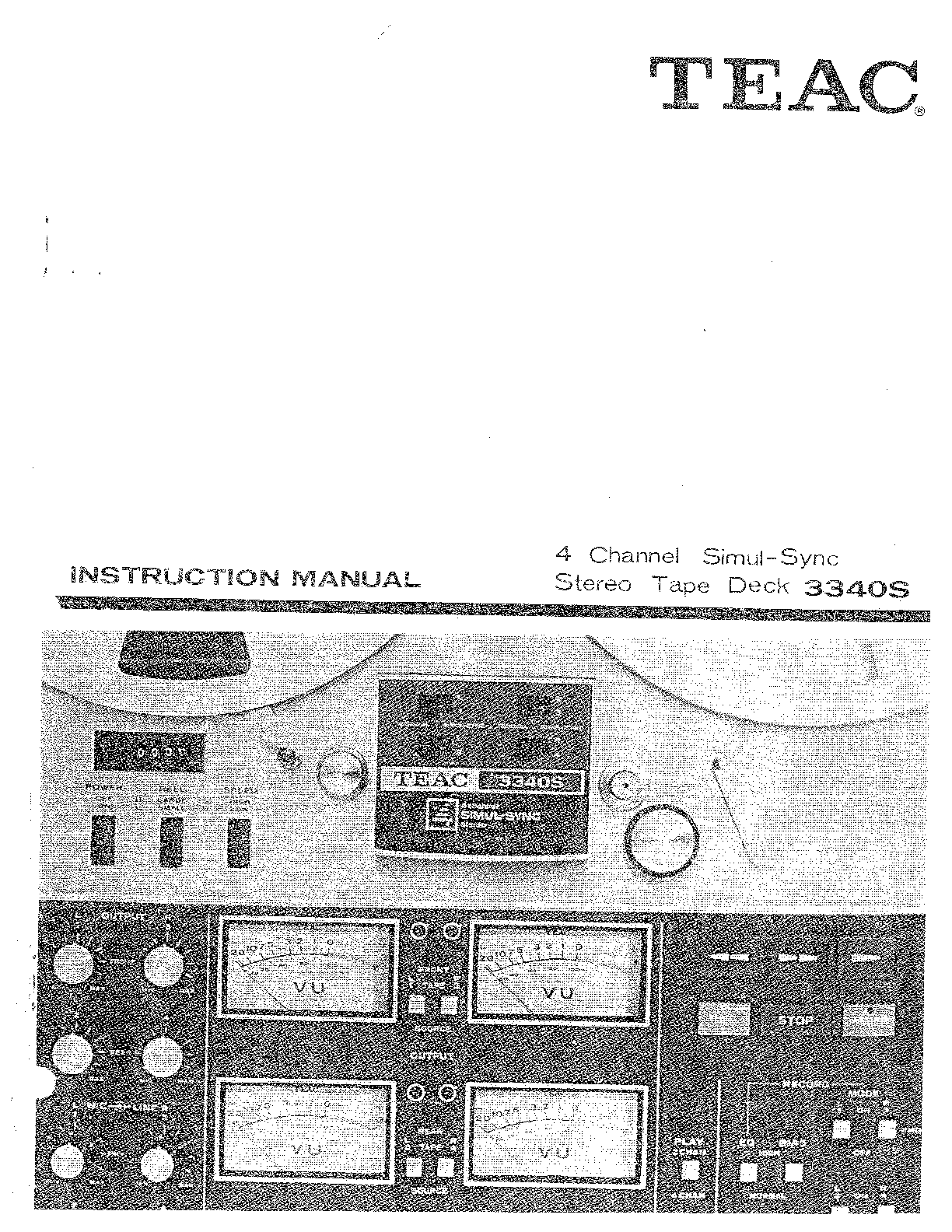 Preview image for TEAC A-3340S 3340S STEREO TAPE DECK REEL INSTRUCTION MANUAL