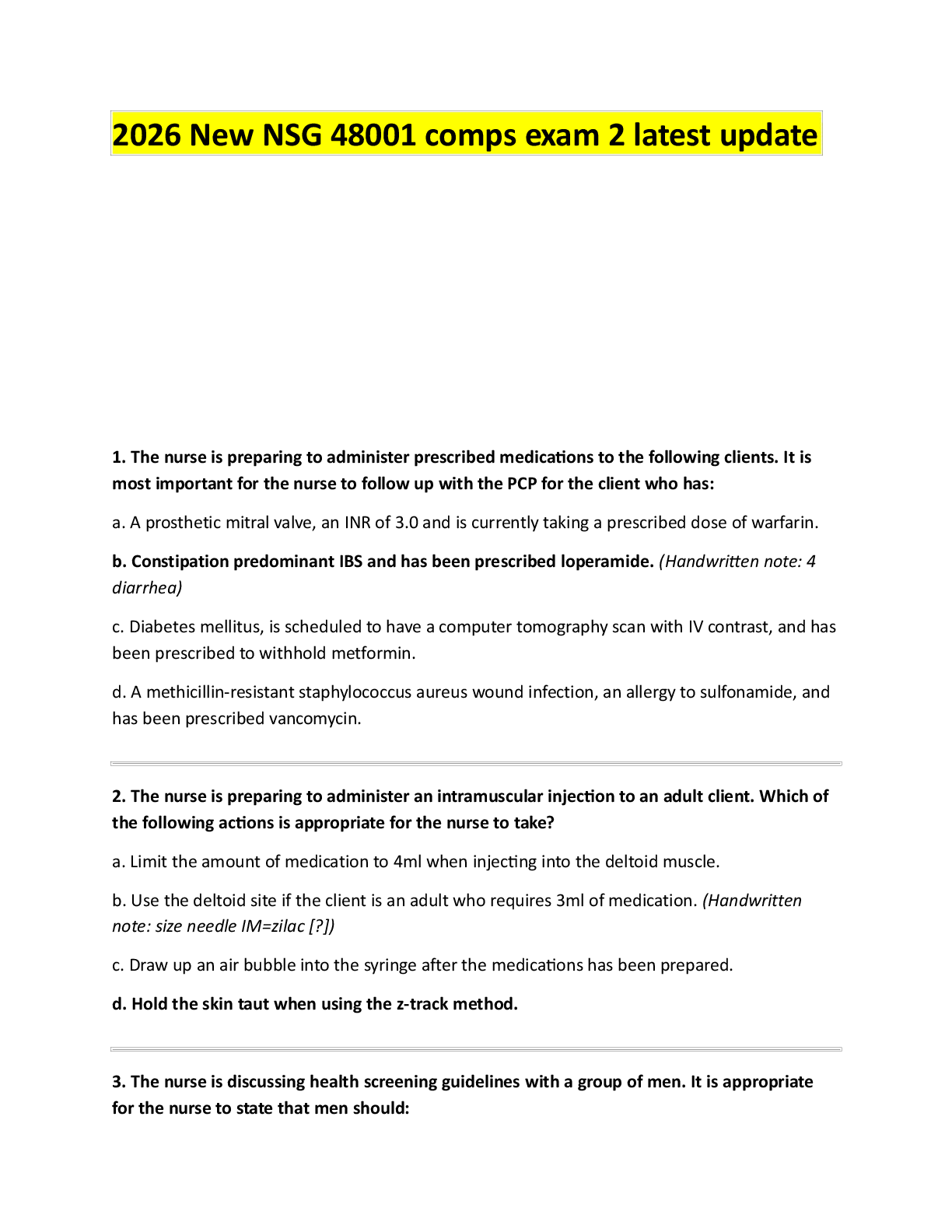 Recommended document preview for 2026 New NSG 48001 comps exam 2 latest update