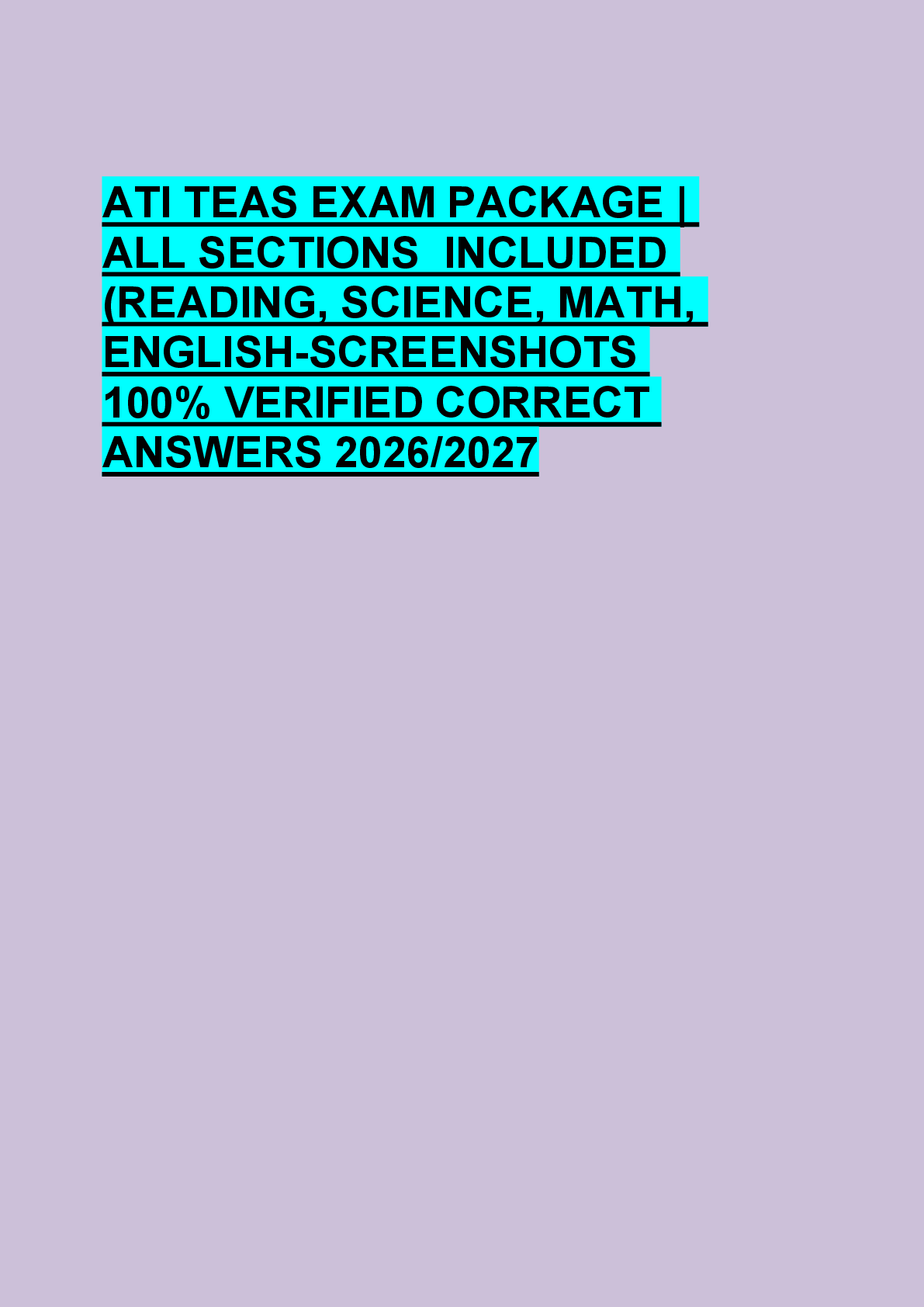 Preview of ATI TEAS EXAM PACKAGE |  ALL SECTIONS  INCLUDED  (READING, SCIENCE, MATH,  ENGLISH-SCREENS