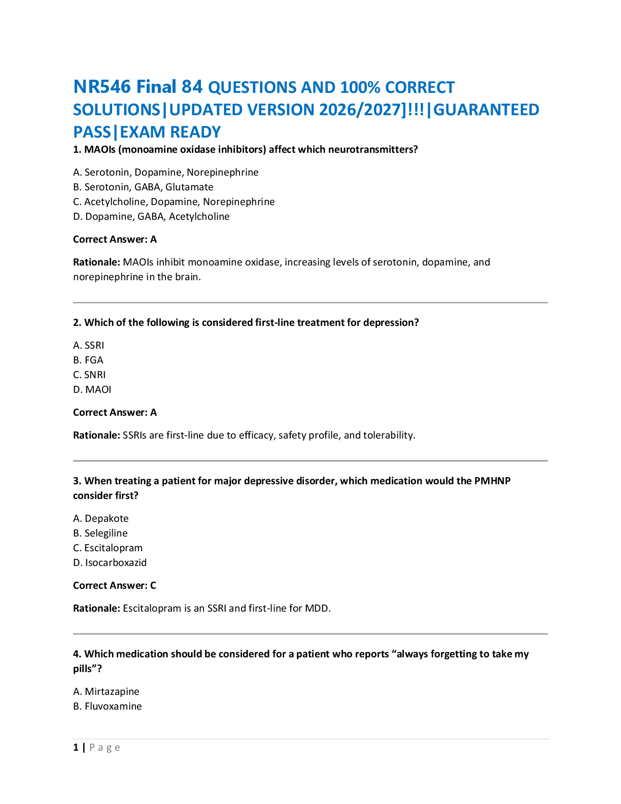 Preview of NR546 Final 84 QUESTIONS AND 100% CORRECT  SOLUTIONS|UPDATED VERSION 2026/2027]!!!|GUARANTEED  PASS|EXAM READY