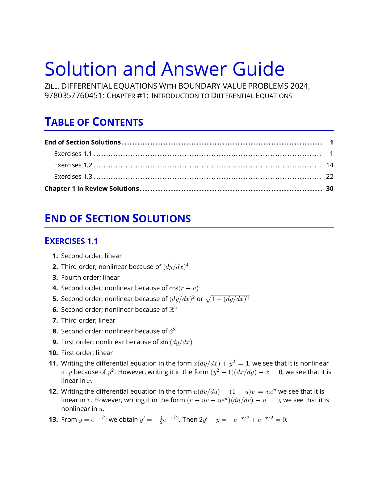 Recommended document preview for Differential Equations with Boundary-Value Problems 10th Edition By Dennis Zill Solution Manual