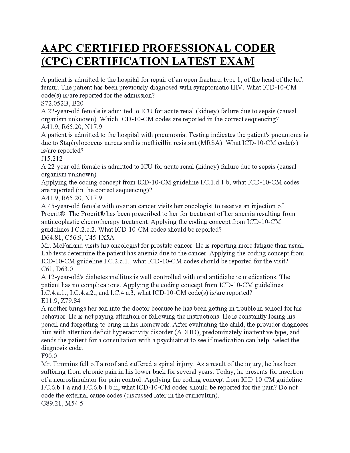 Preview of AAPC CERTIFIED PROFESSIONAL CODER (CPC) CERTIFICATION LATEST EXAM