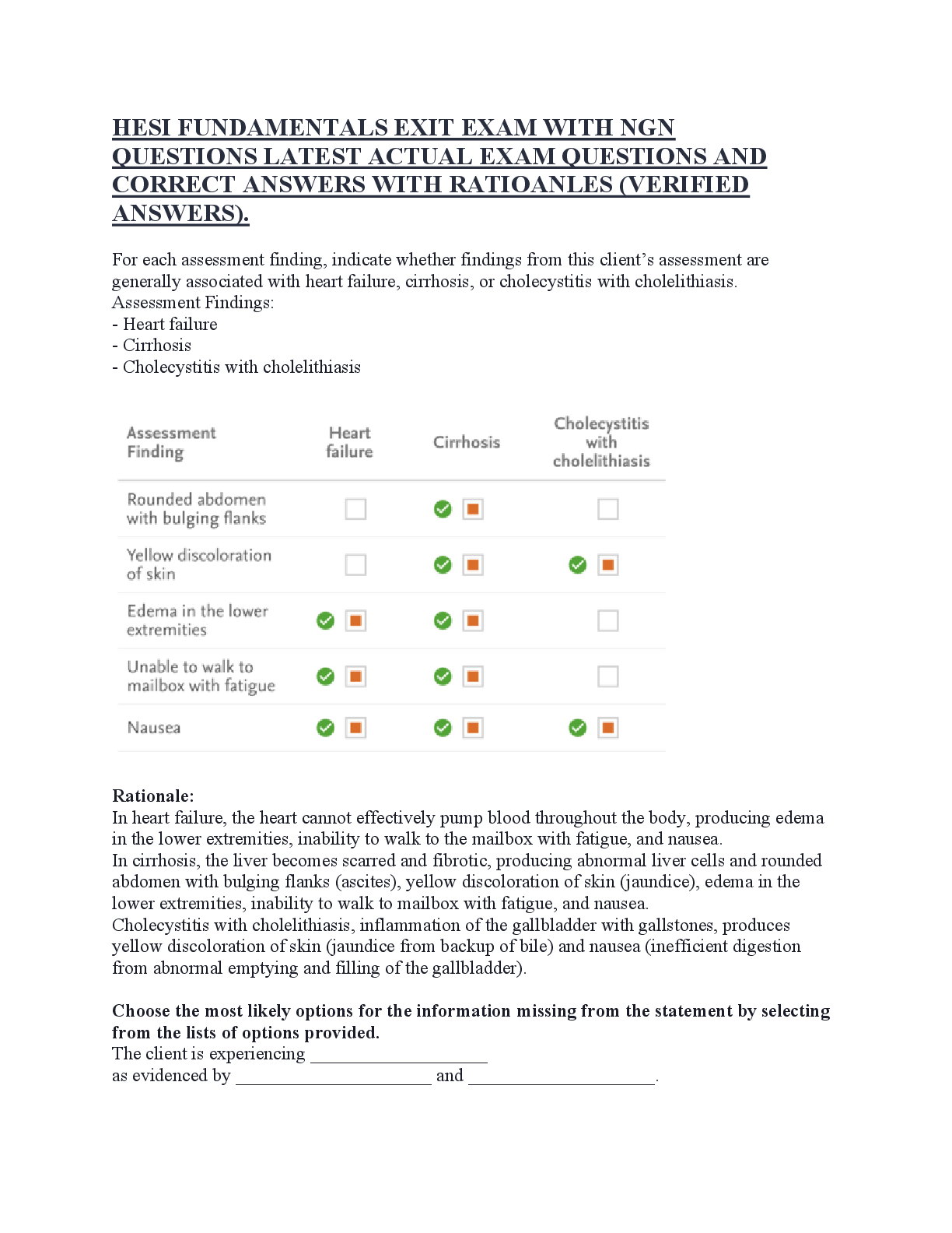 Preview of HESI FUNDAMENTALS EXIT EXAM WITH NGN QUESTIONS LATEST ACTUAL EXAM QUESTIONS AND CORRECT ANSWERS WITH RATIOANLES (VERIFIED ANSWERS).