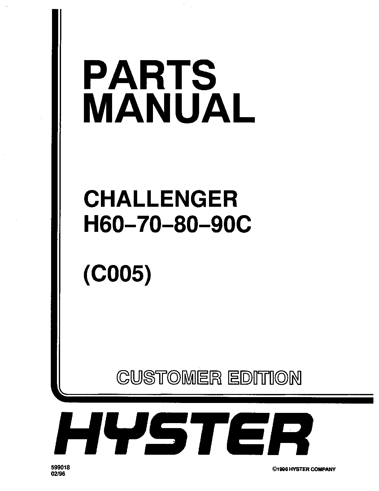 Preview image for HYSTER FORKLIFT (C005) H60-70-80-90C PARTS MANUAL